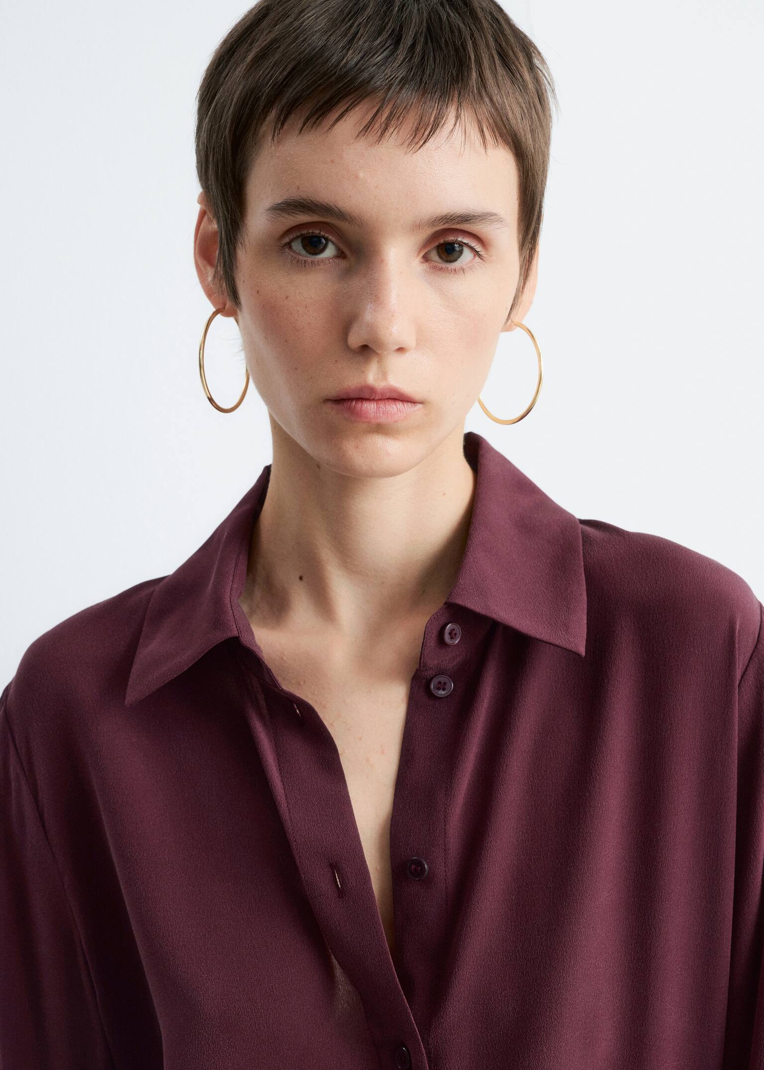 Silk Shirt - Dark Red/Khaki Brown/Dark Brown/Black - 5
