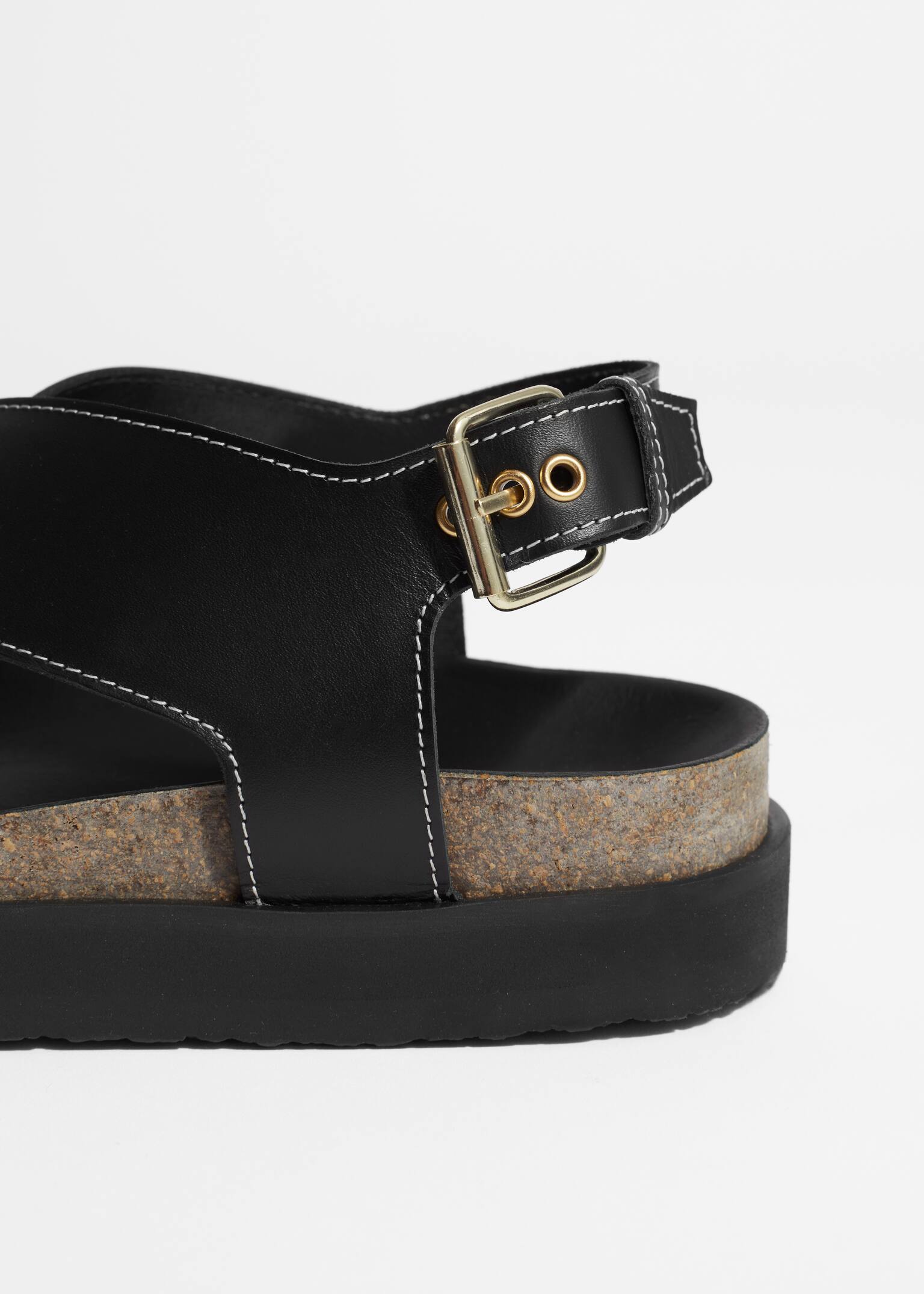 Criss-Cross Leather Sandals - Black/Zwart/Bruin/Koeienprint/Cognac/Black - 2