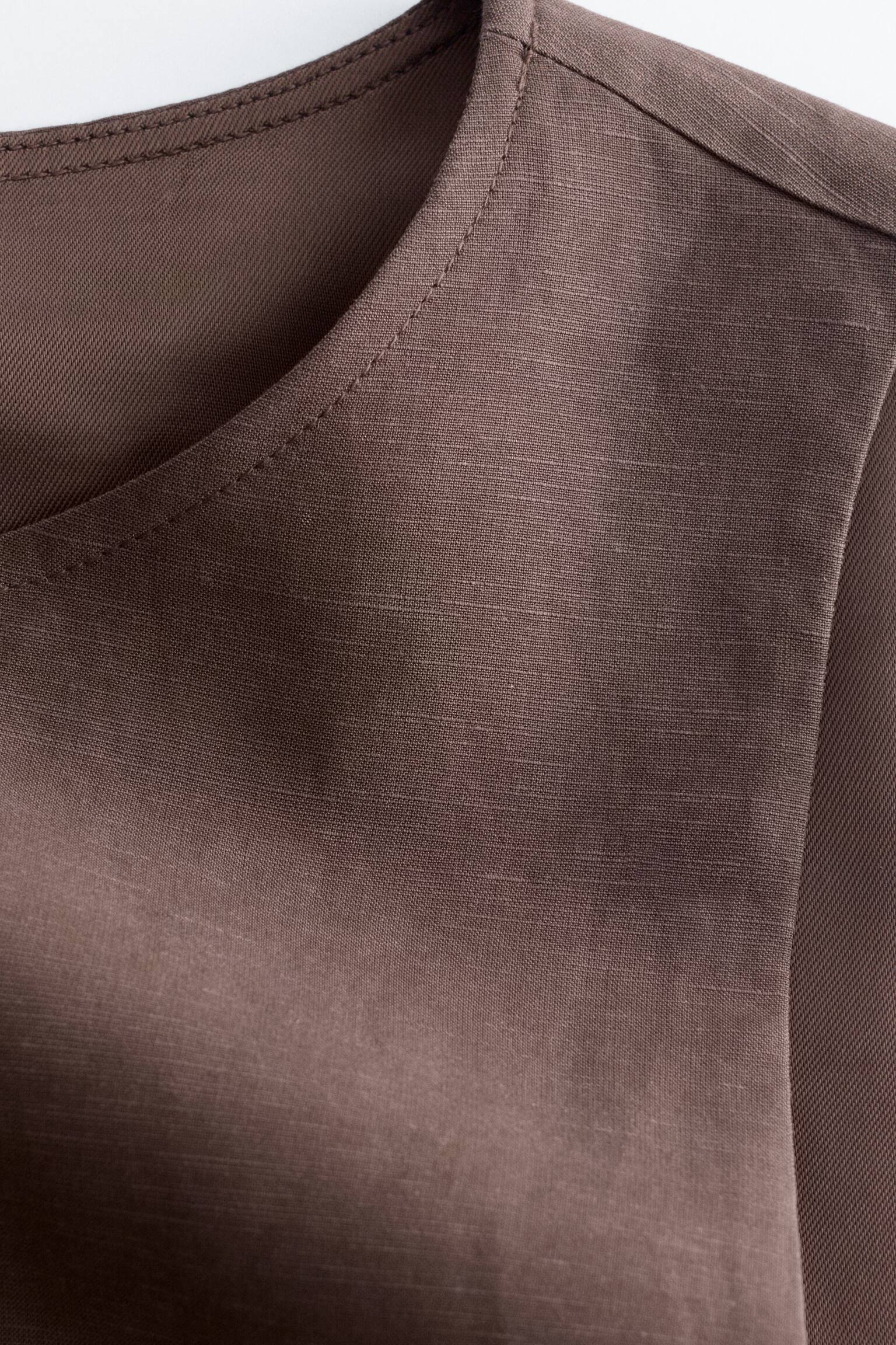 צווארון ביב ארוג - חום כהה/שחור - 3