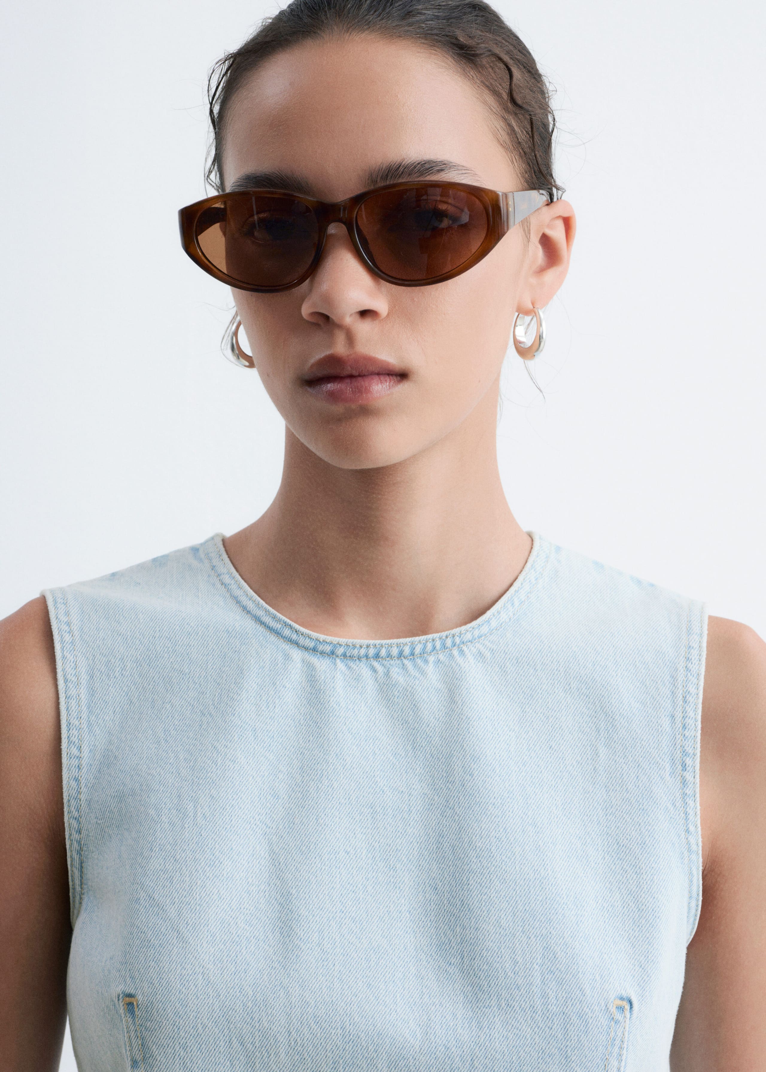Raw-Edge Denim Top - Light Blue - Still Life