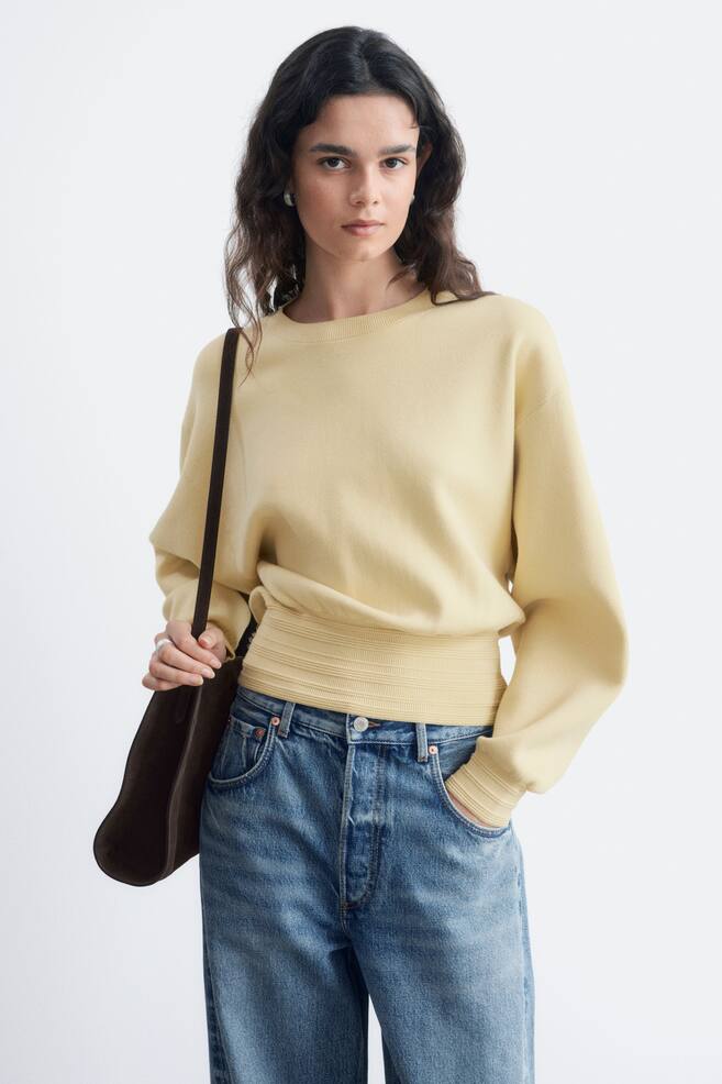Maglione con finiture a coste - Crema/Nero - 1