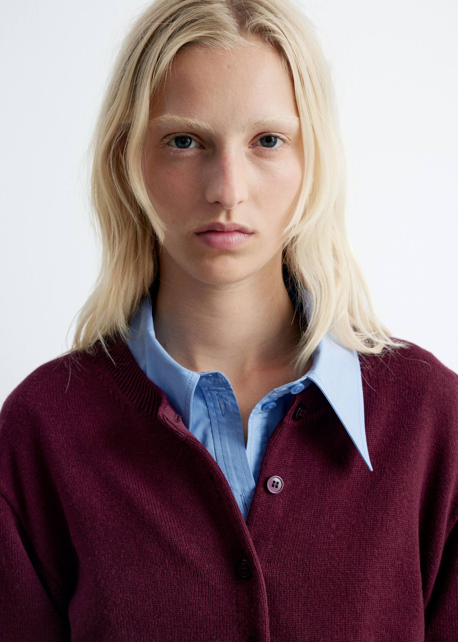 Cardigan en laine mélangée - Rouge foncé/Taupe/Noir/Marron clair - 5