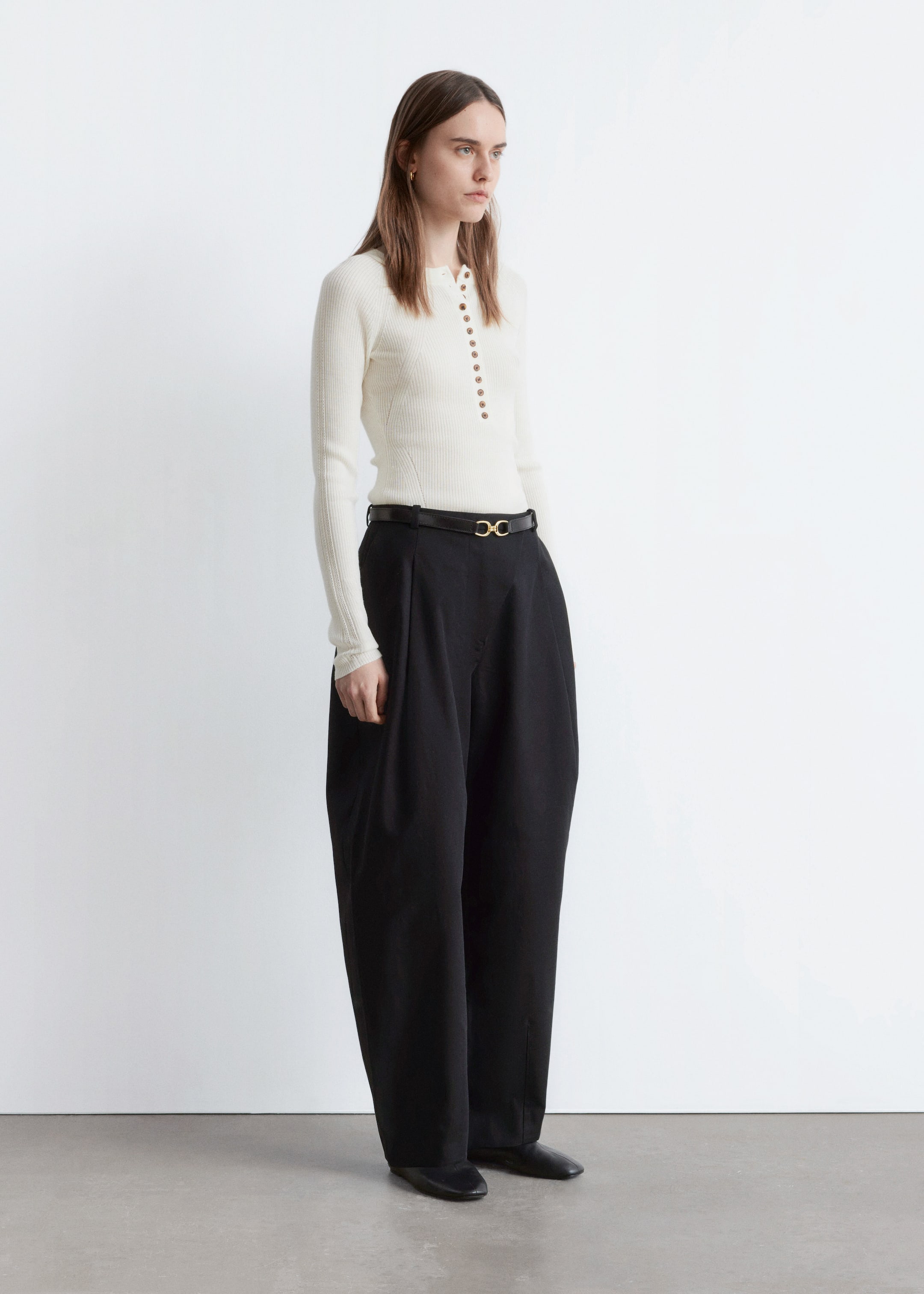 Преглед на по-голямо изображение: Полуплакетен вълнен топ - Кремаво - ЖЕНИ | H&M BG 2