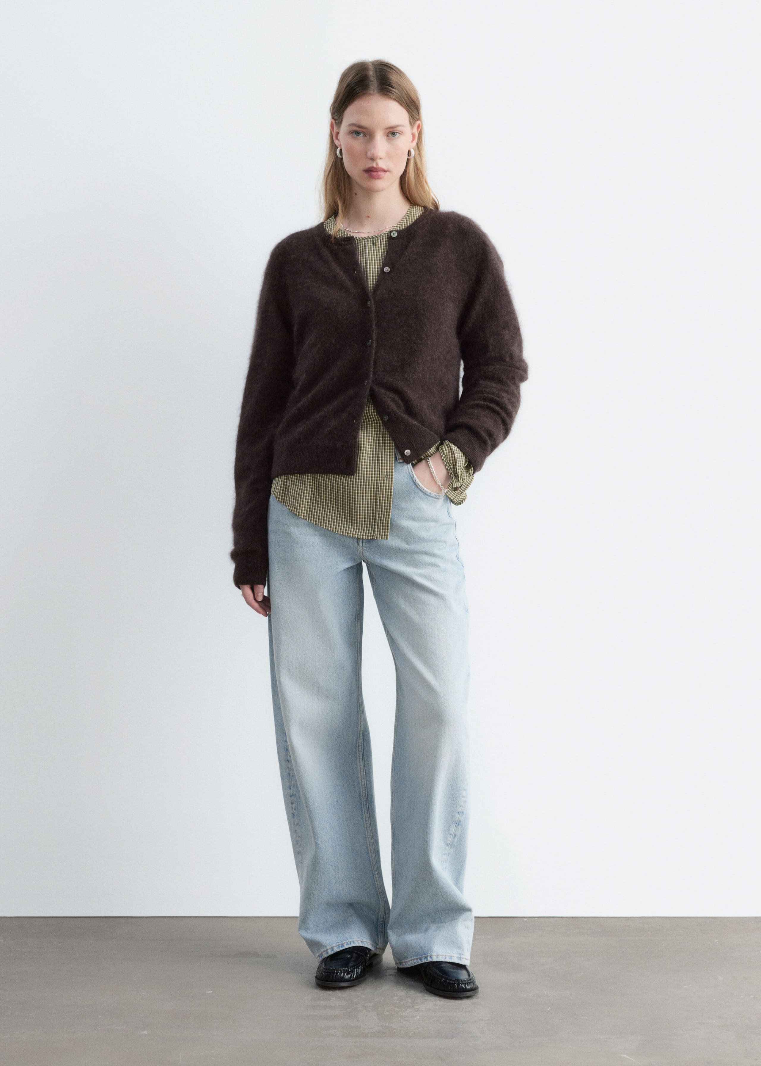 Brushed Cashmere Cardigan - Grey - Lookbook