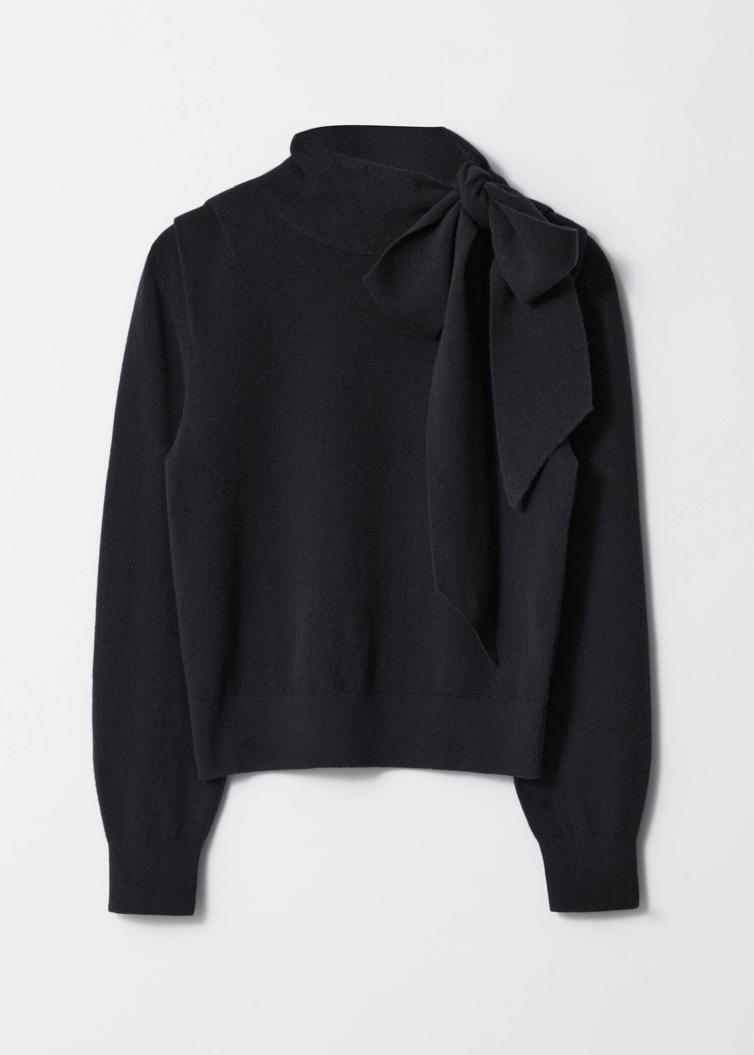 Merino Tie-Neck Jumper - Black