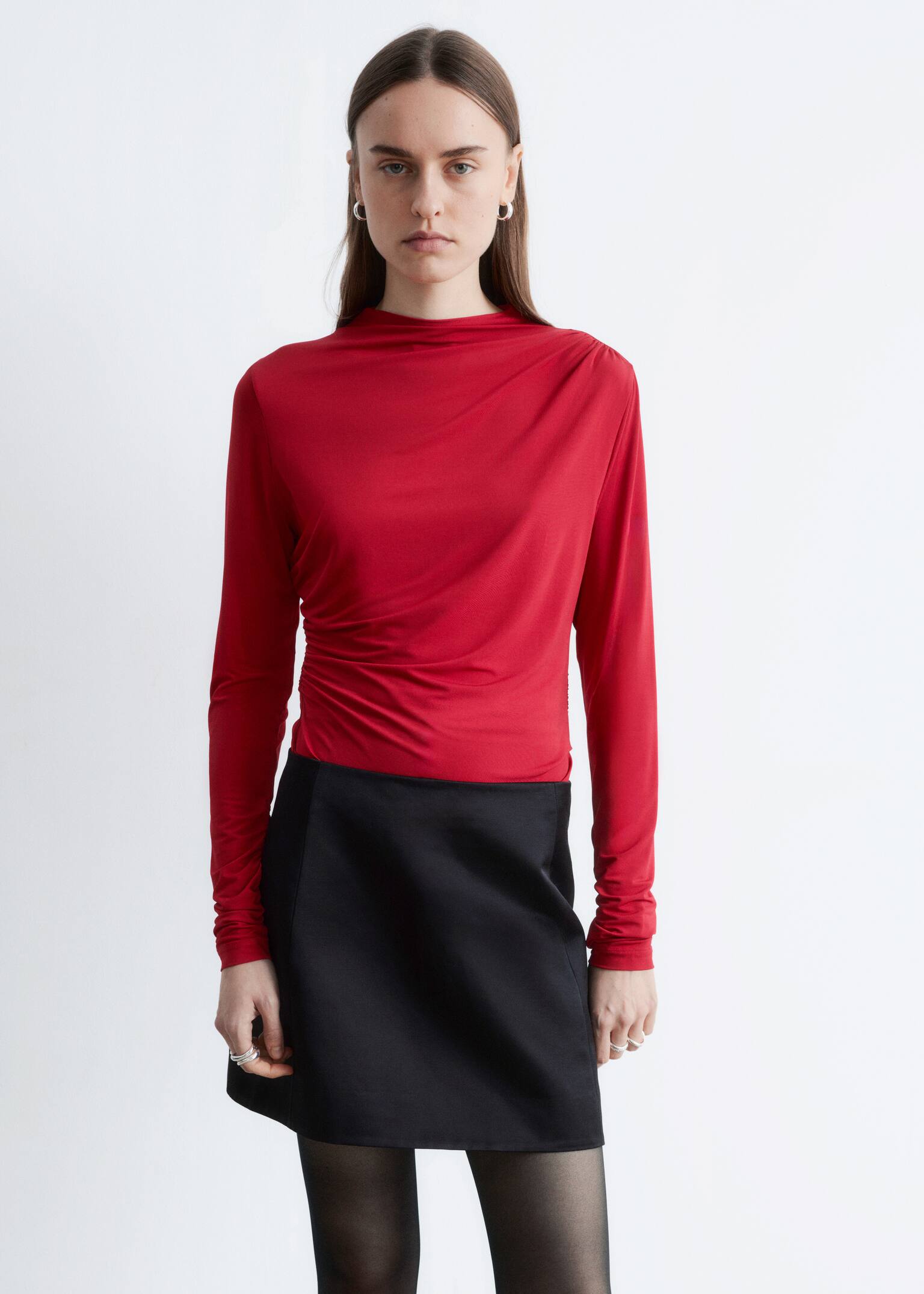 Drapowany top - Czerwony - 2