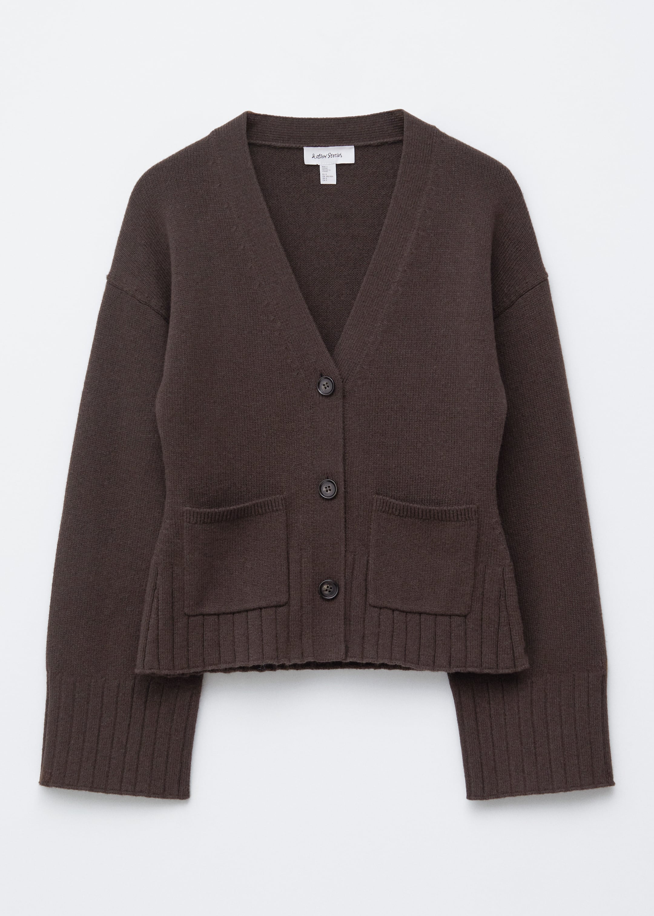 Se større billede: Strikket cardigan med tætsiddende talje - Mørkebrun - DAME | H&M DK 7