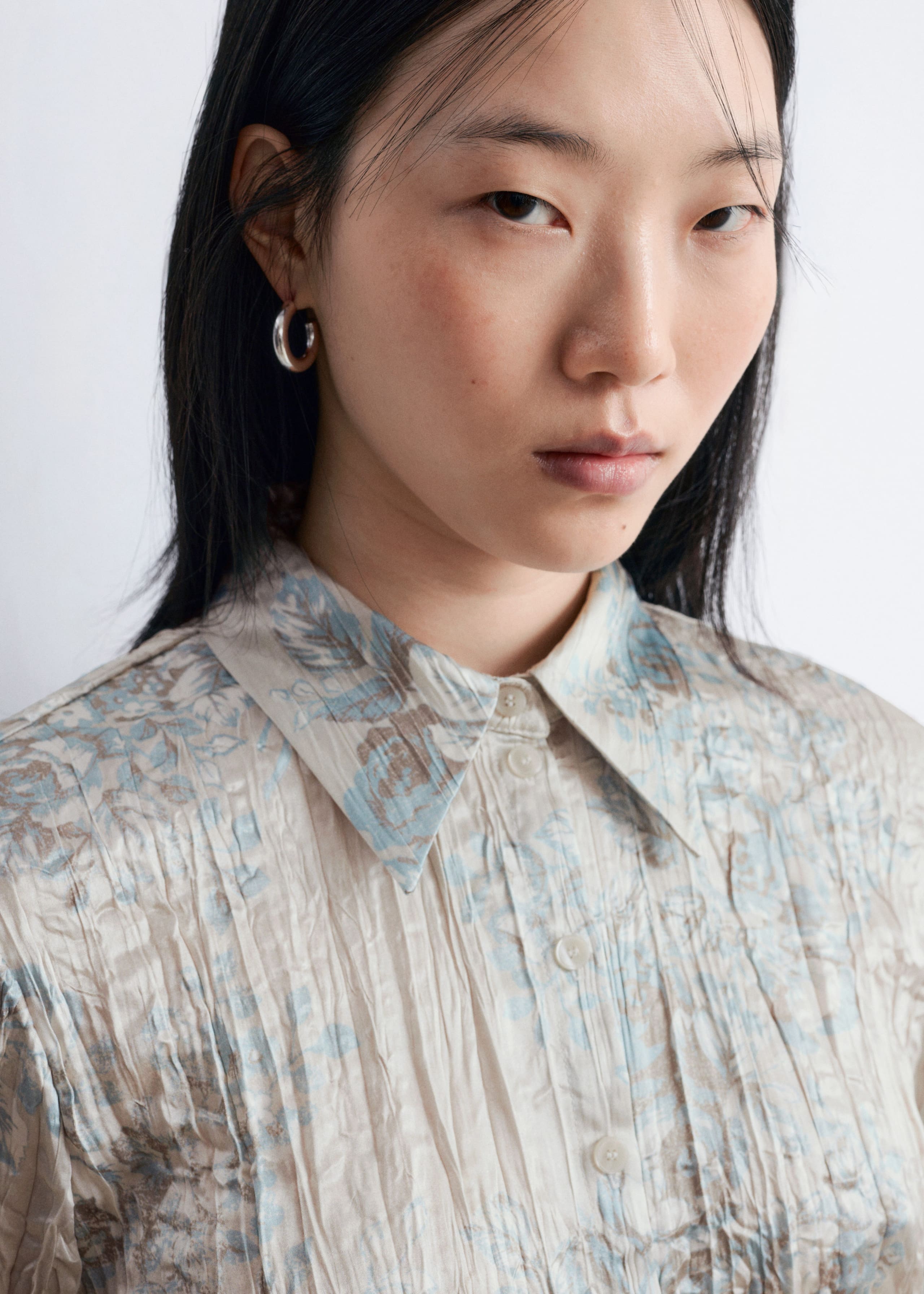 Image of Tie-Belt Crêpe Shirt