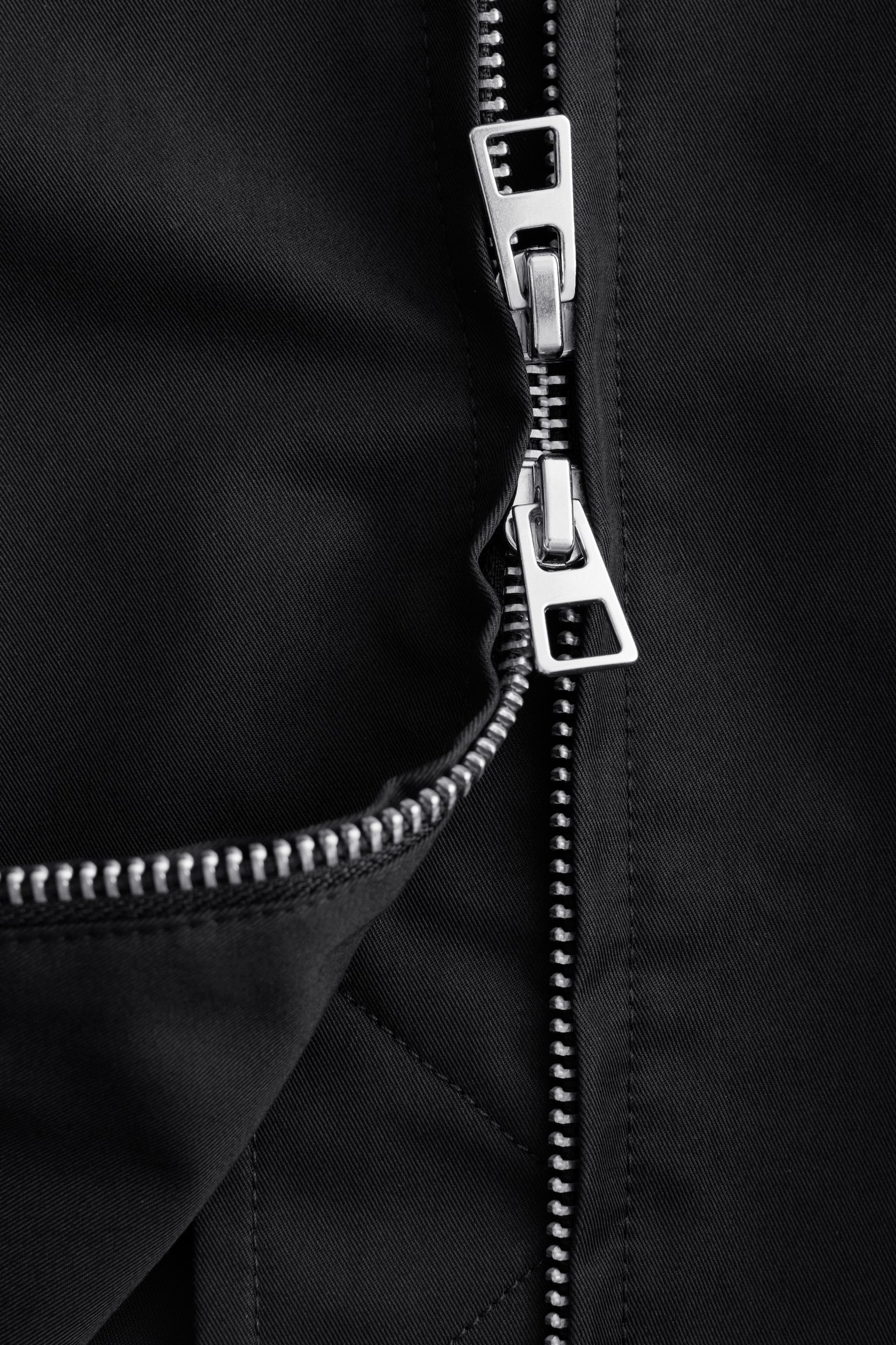 Giacca in twill con zip - Nero - 5