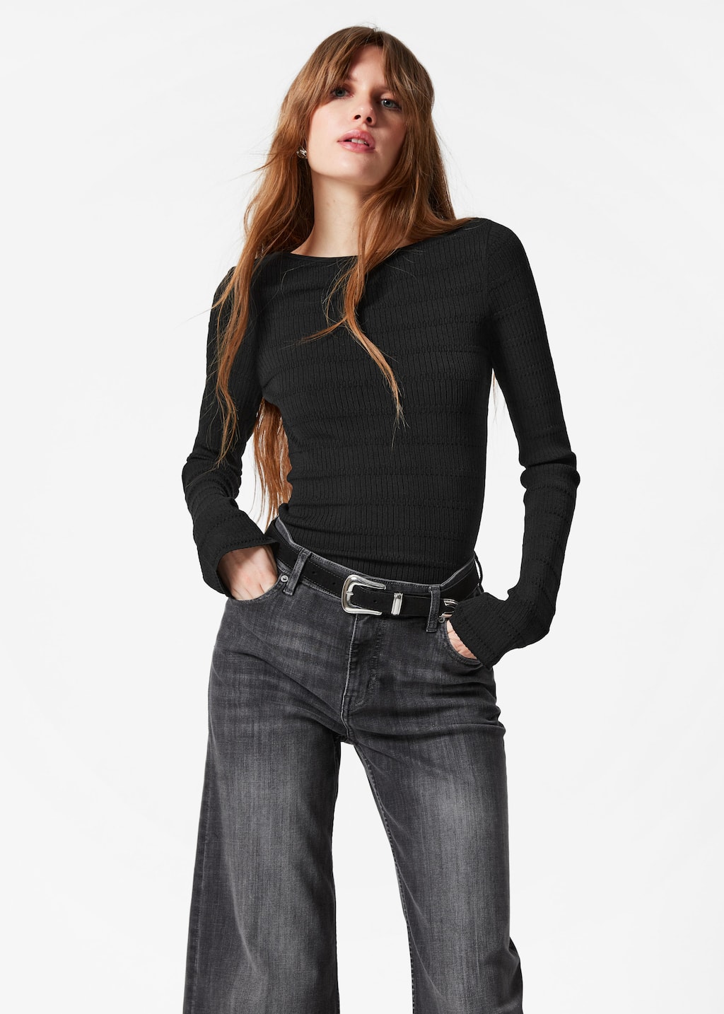Image of Knitted Boat-Neck Top