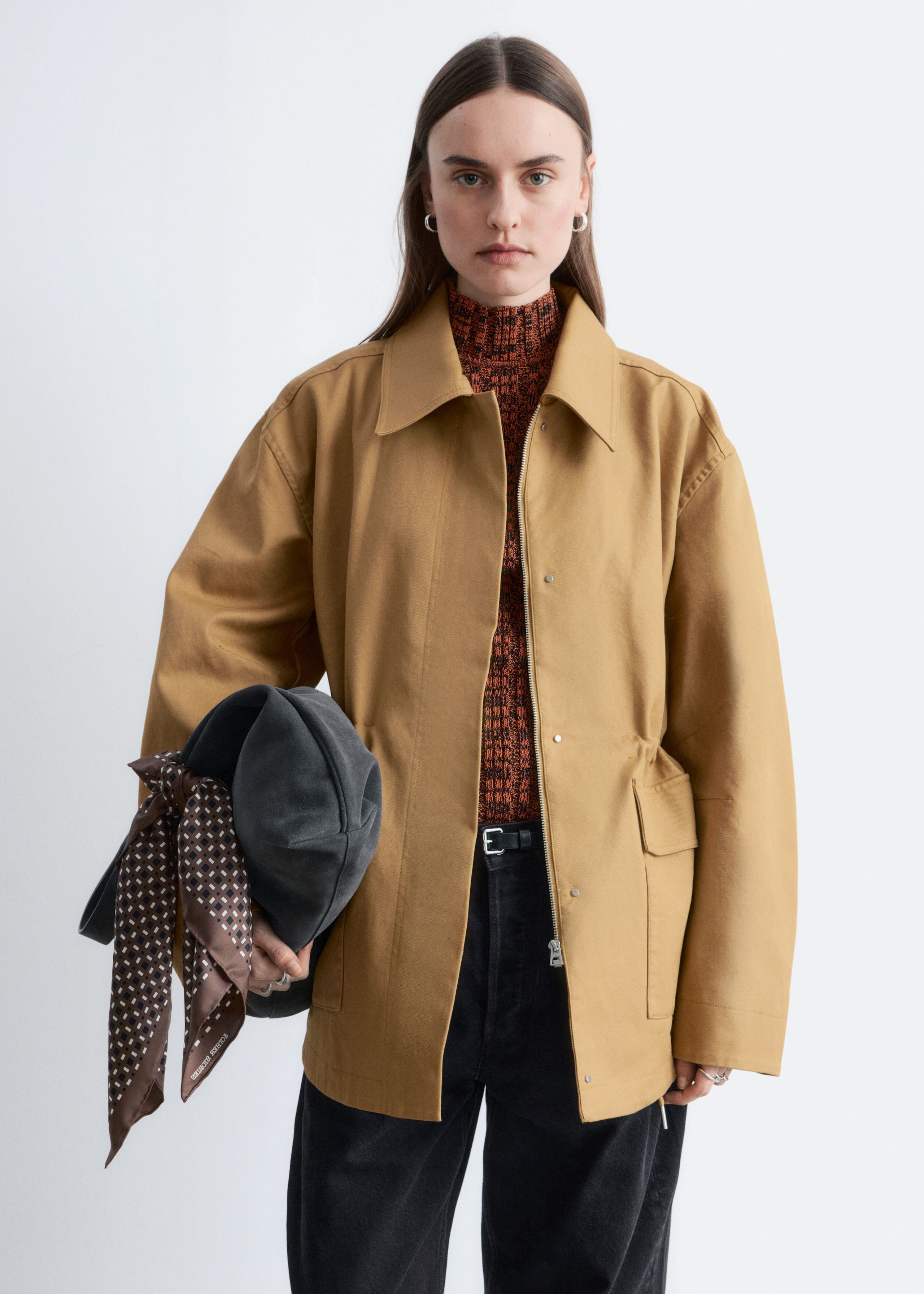 Image of Oversized Drawstring Utility Jacket