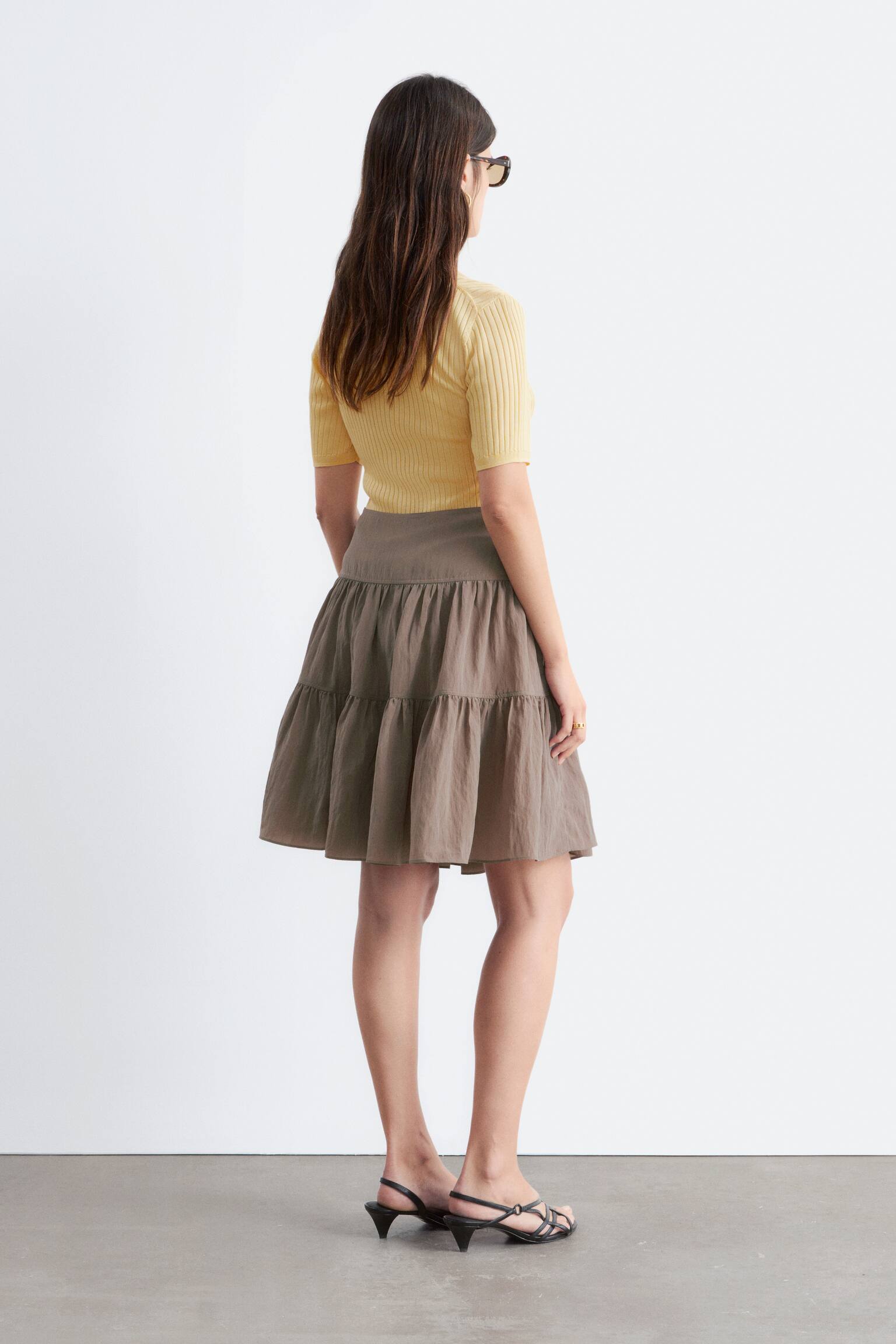 Knielanger Stufenrock - Graubraun - 6