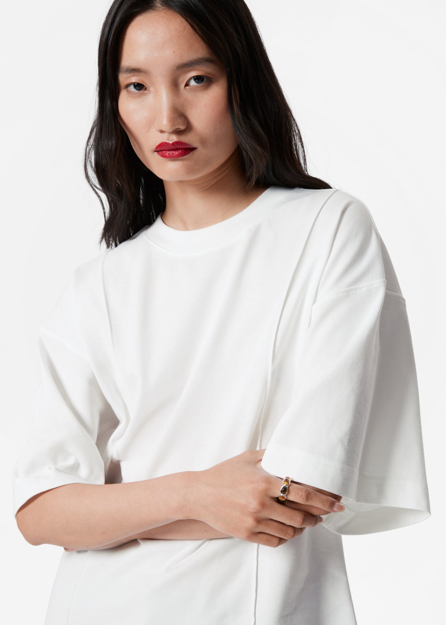 Strukturalny T-shirt - Biały - 3