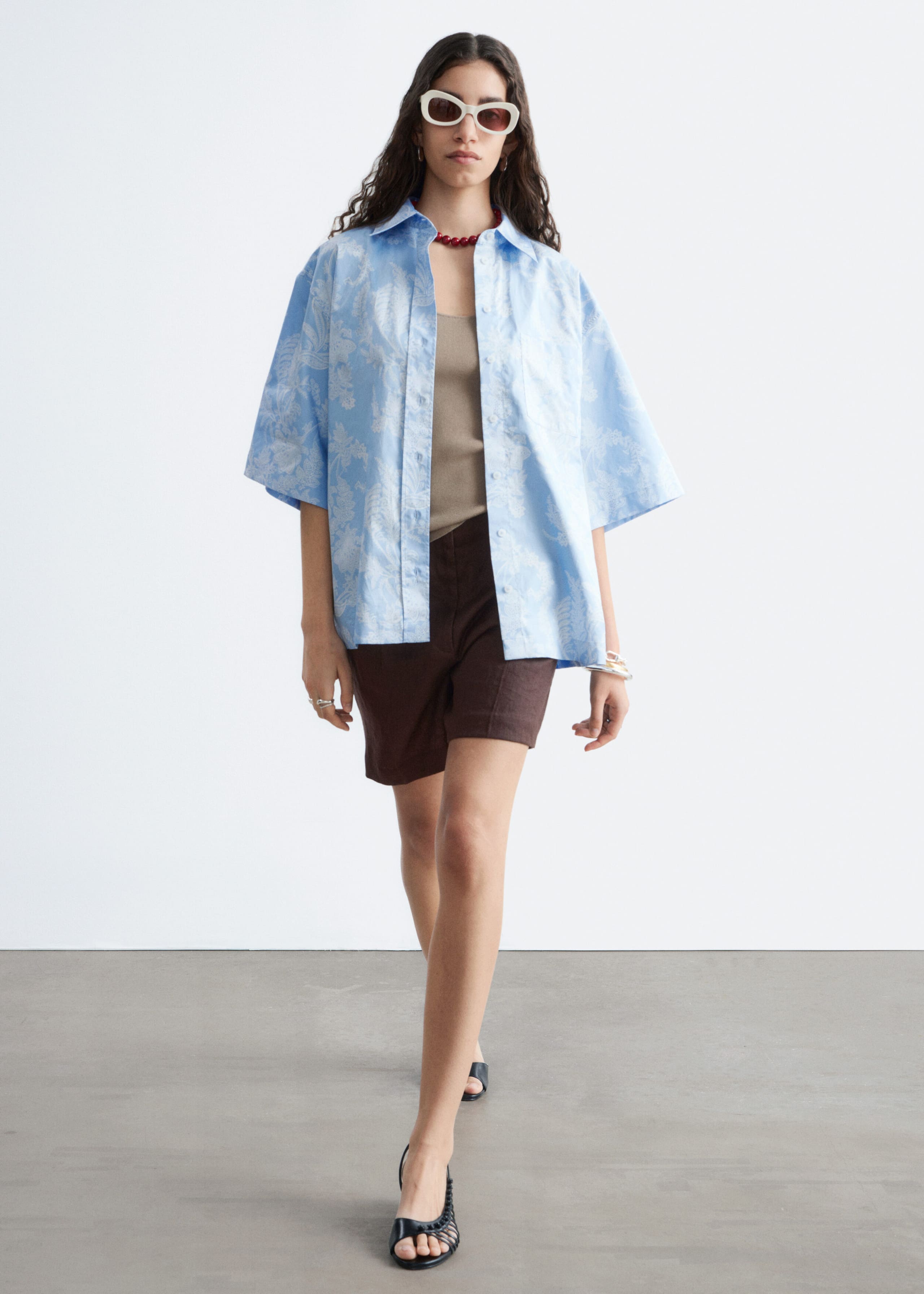 Cotton Short-Sleeve Shirt - Light Blue/Paisley - Lookbook