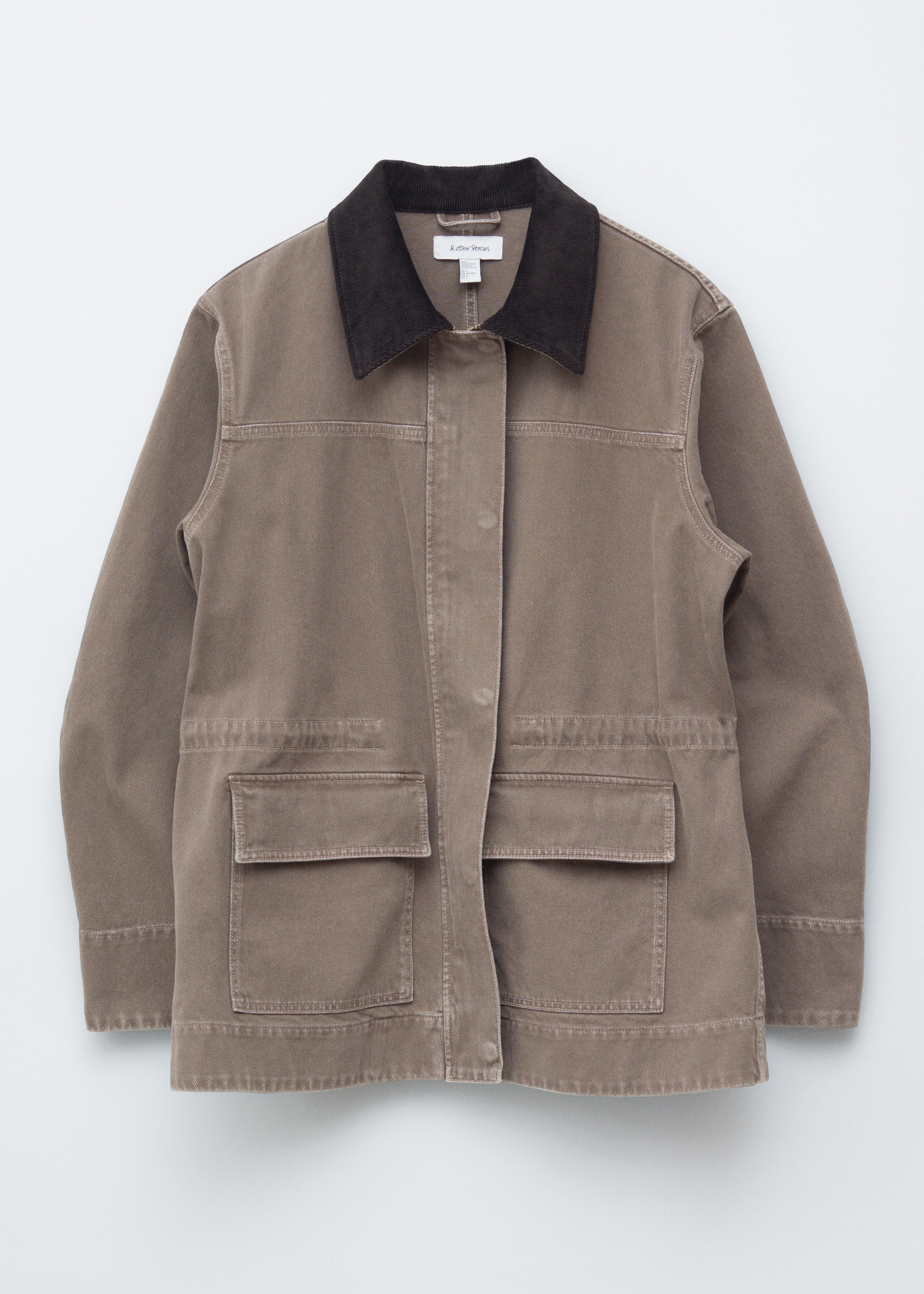 Chaqueta vaquera con cuello de pana - Topo