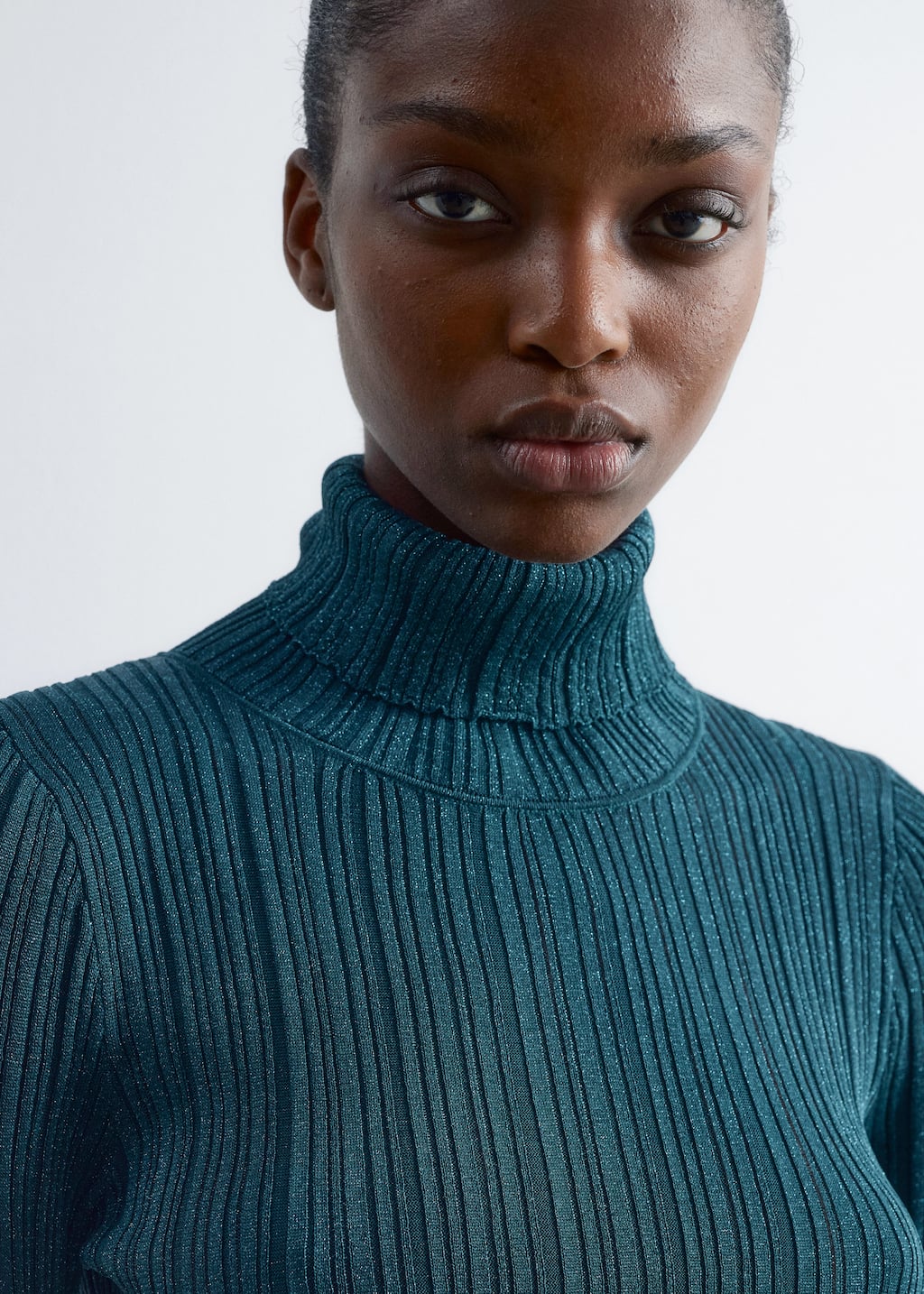 Image of Rib-Knit Lurex Turtleneck