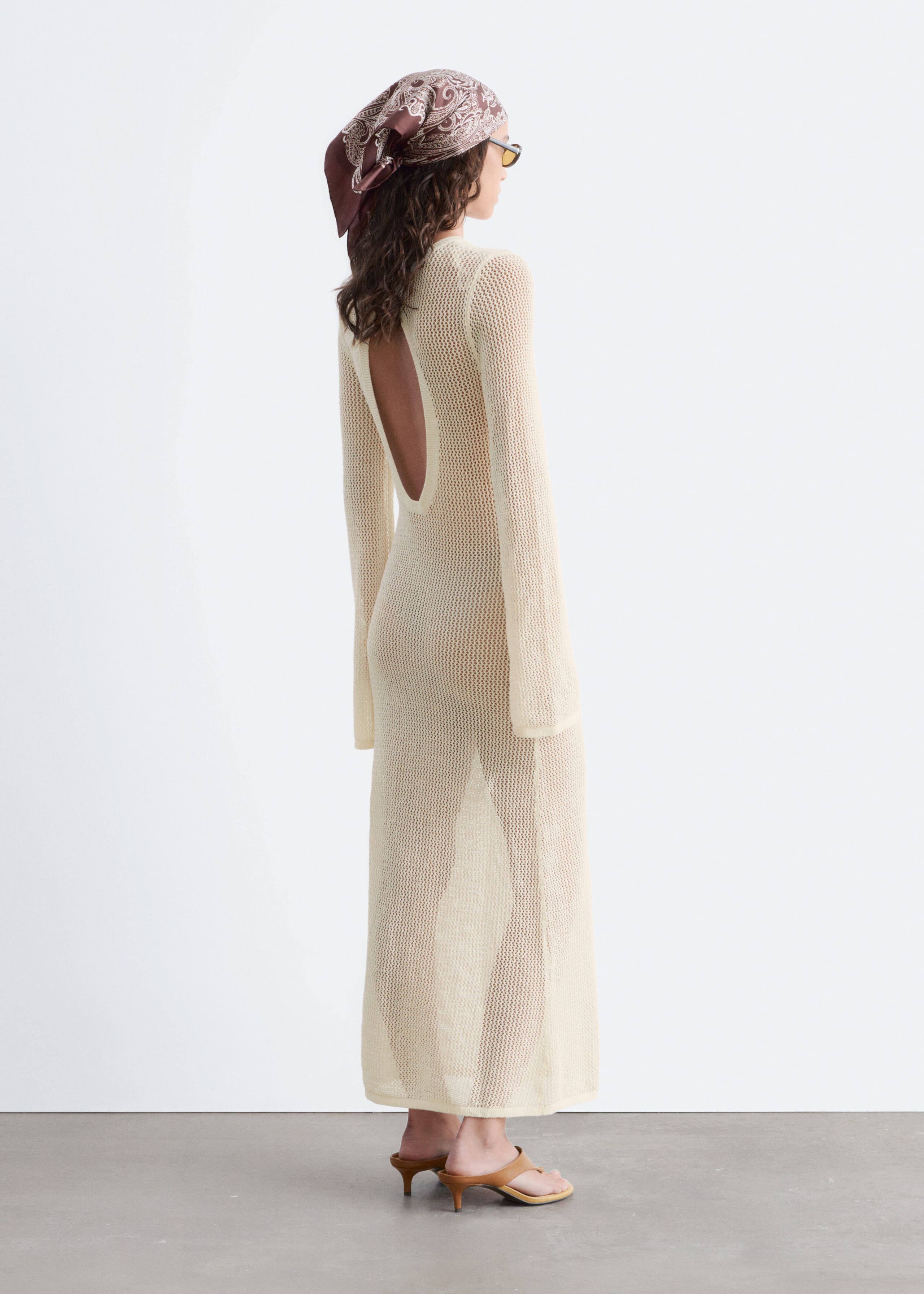 Open-Knit Cotton Dress - White - Lookbook