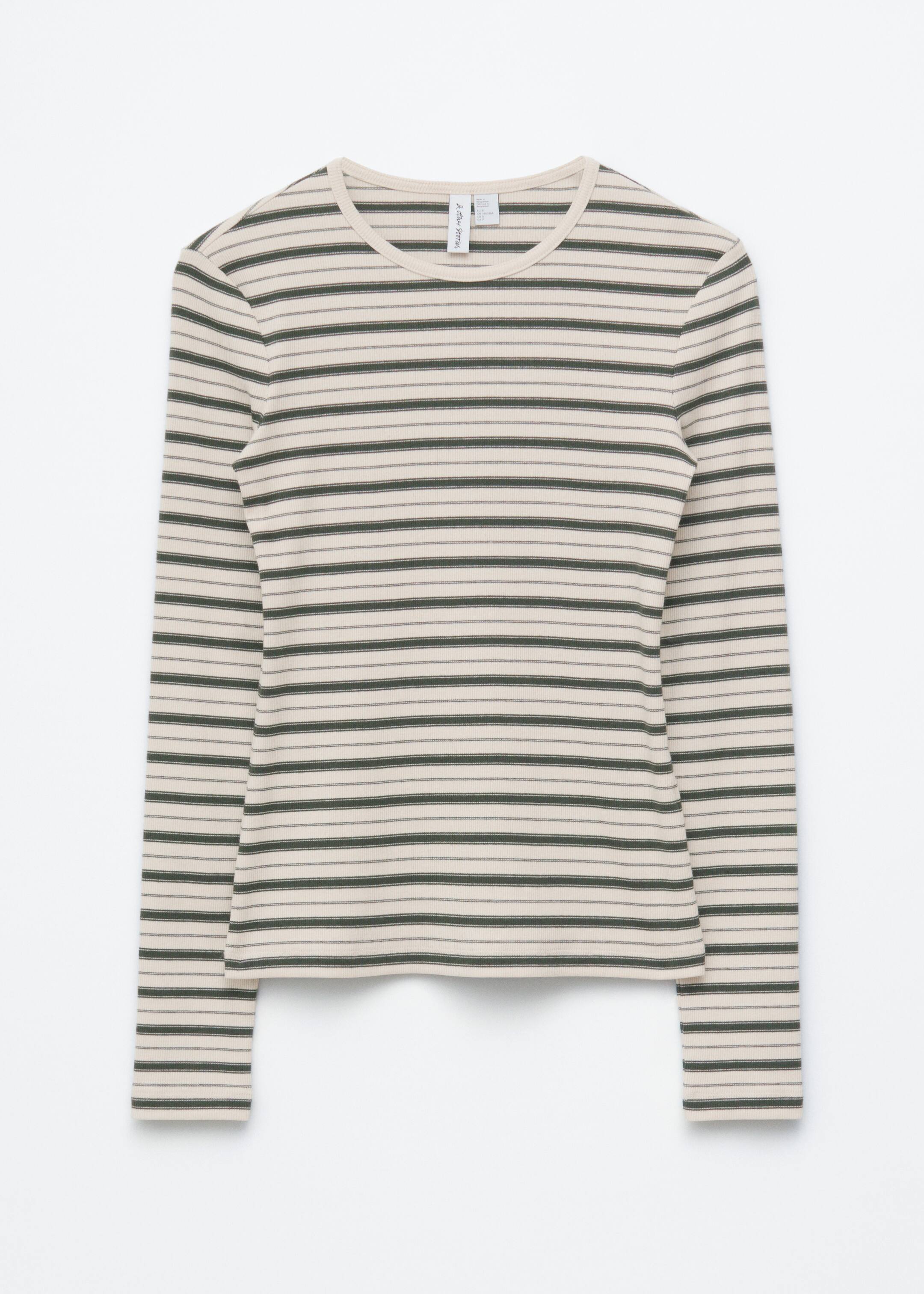 Ingrandisci l'immagine: Ribbed Long-Sleeve Top - Beige/Black Stripes - DONNA | H&M CH 1