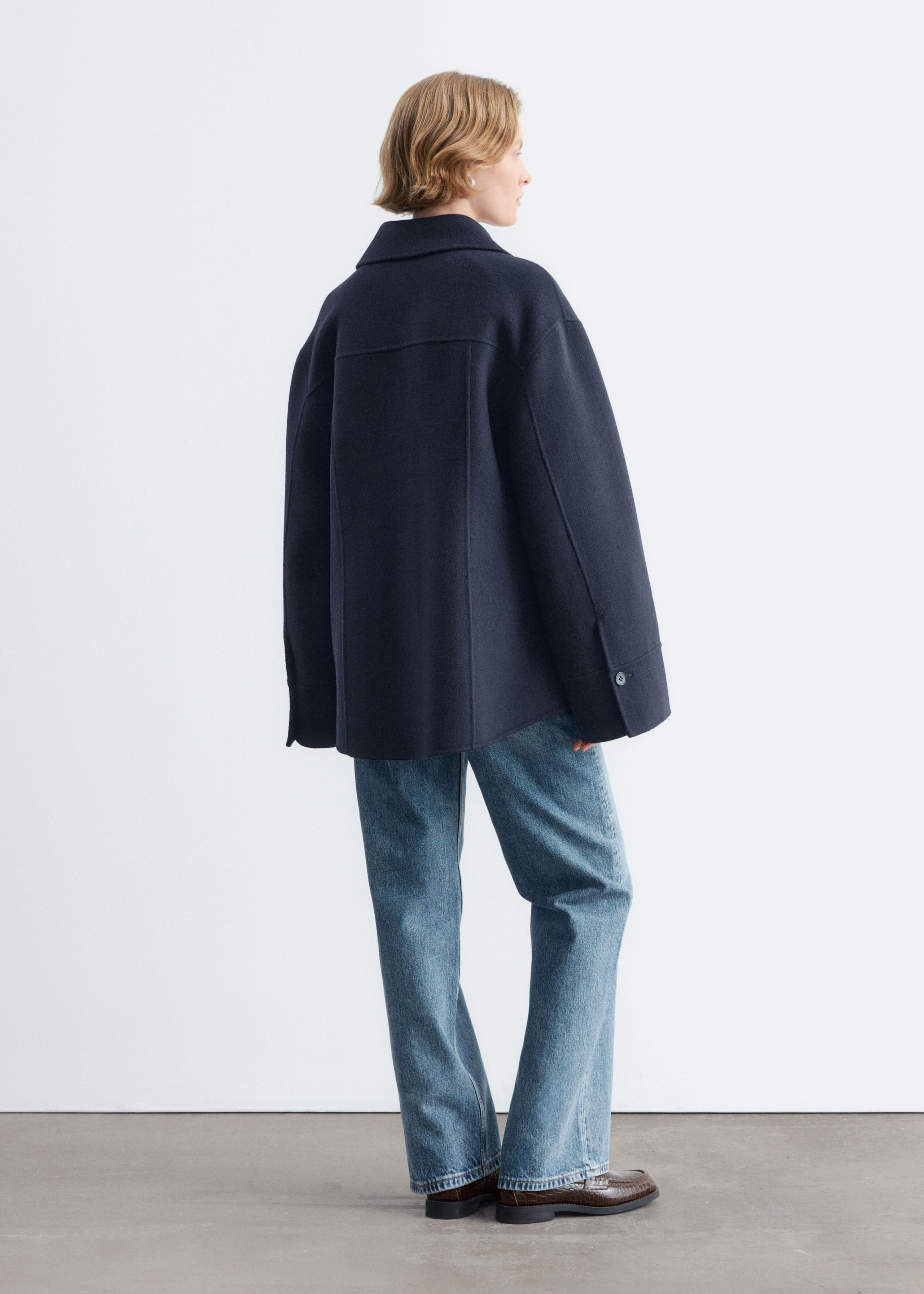 Schmal zulaufende Wolljacke - Navyblau - Stillleben