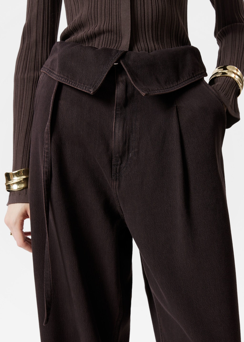 Image of Wide-Leg Paperbag Jeans