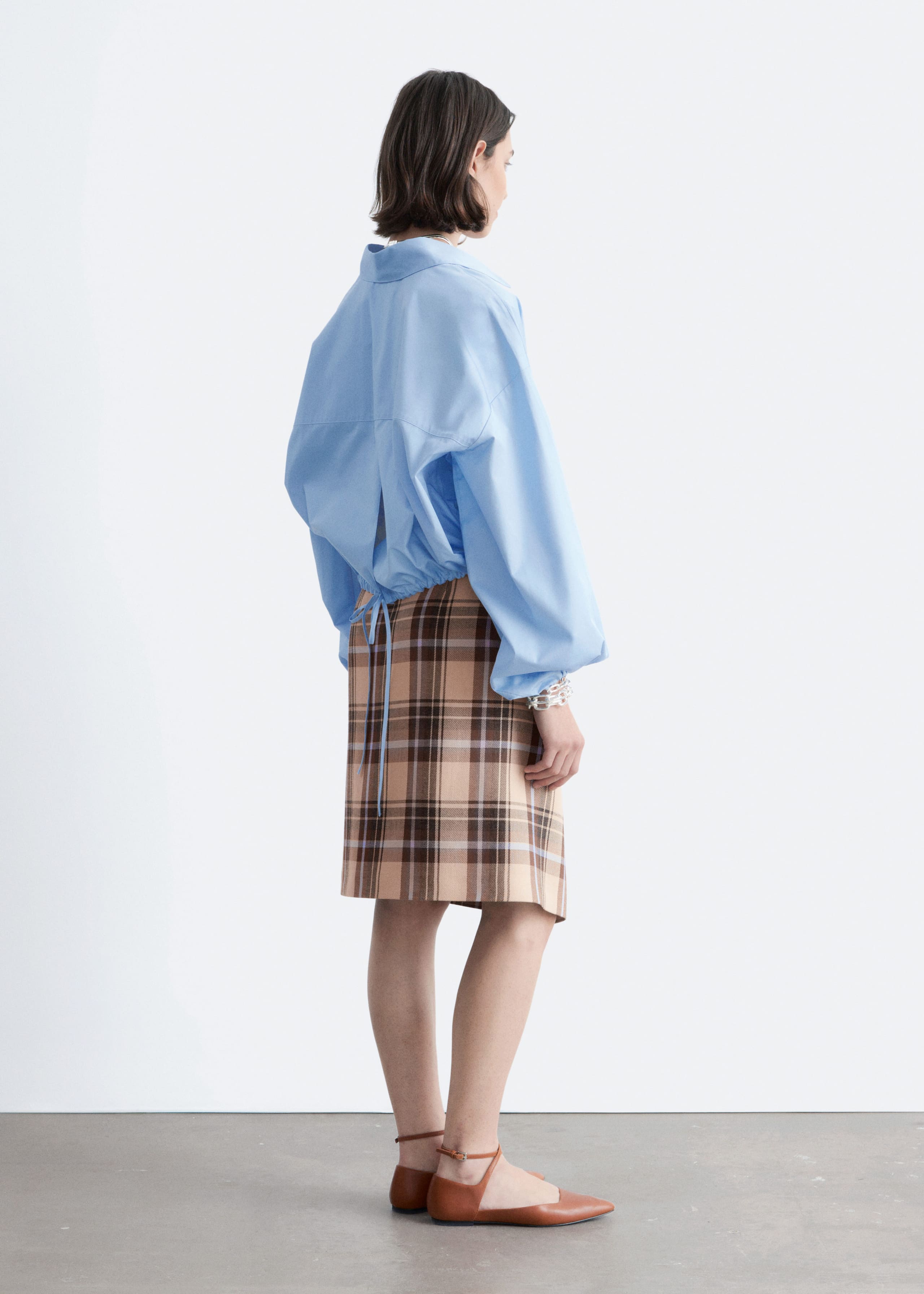 Cropped Drawstring Shirt - Black - Lookbook