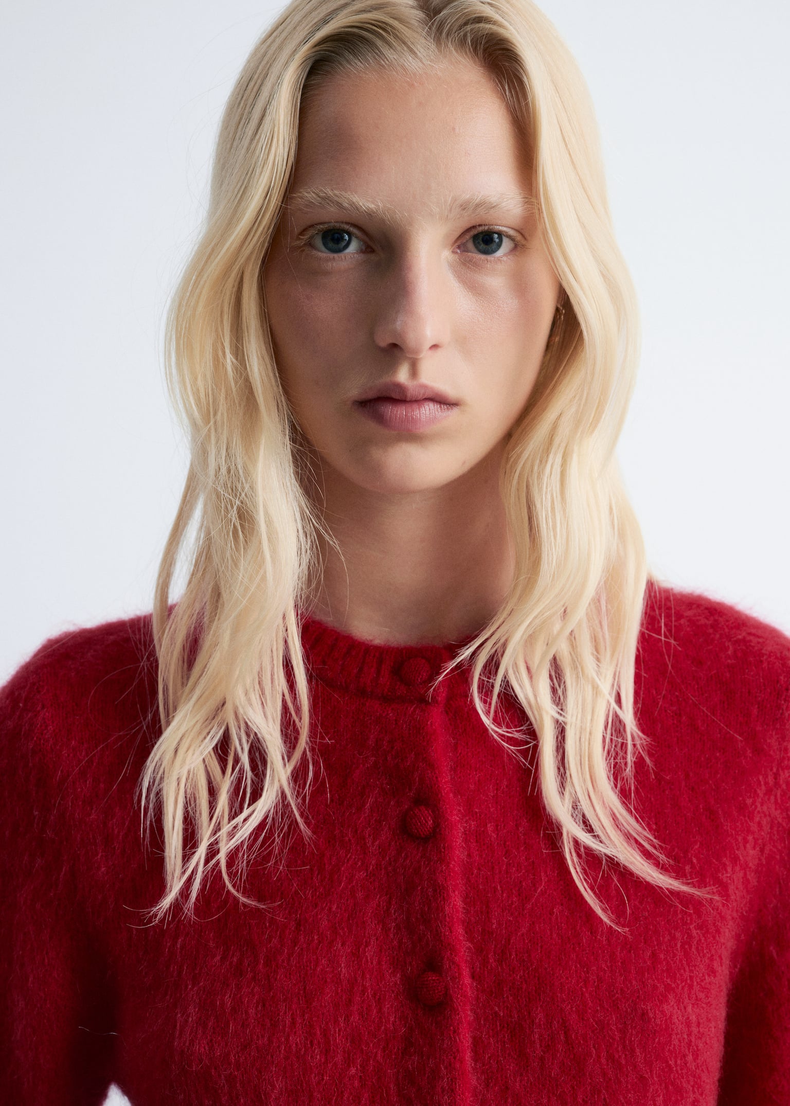 Brushed Knitted Cardigan - Rood/Zwart/Bruin - 6