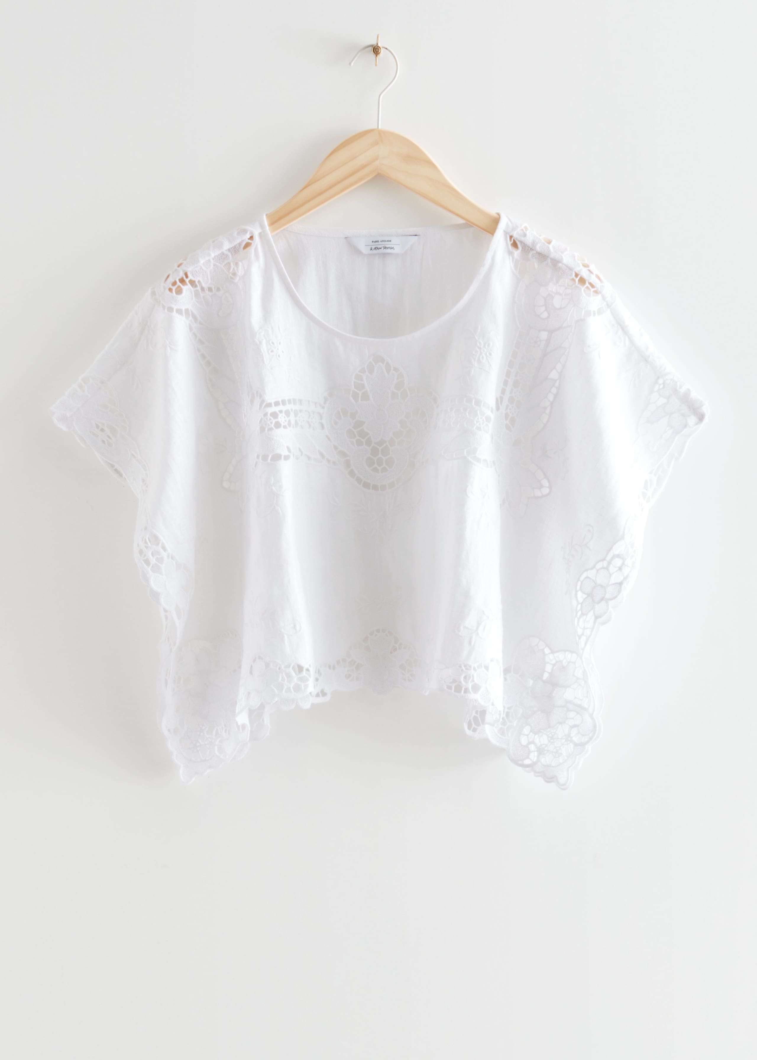Wide Cropped Lace Top - White - Still Life