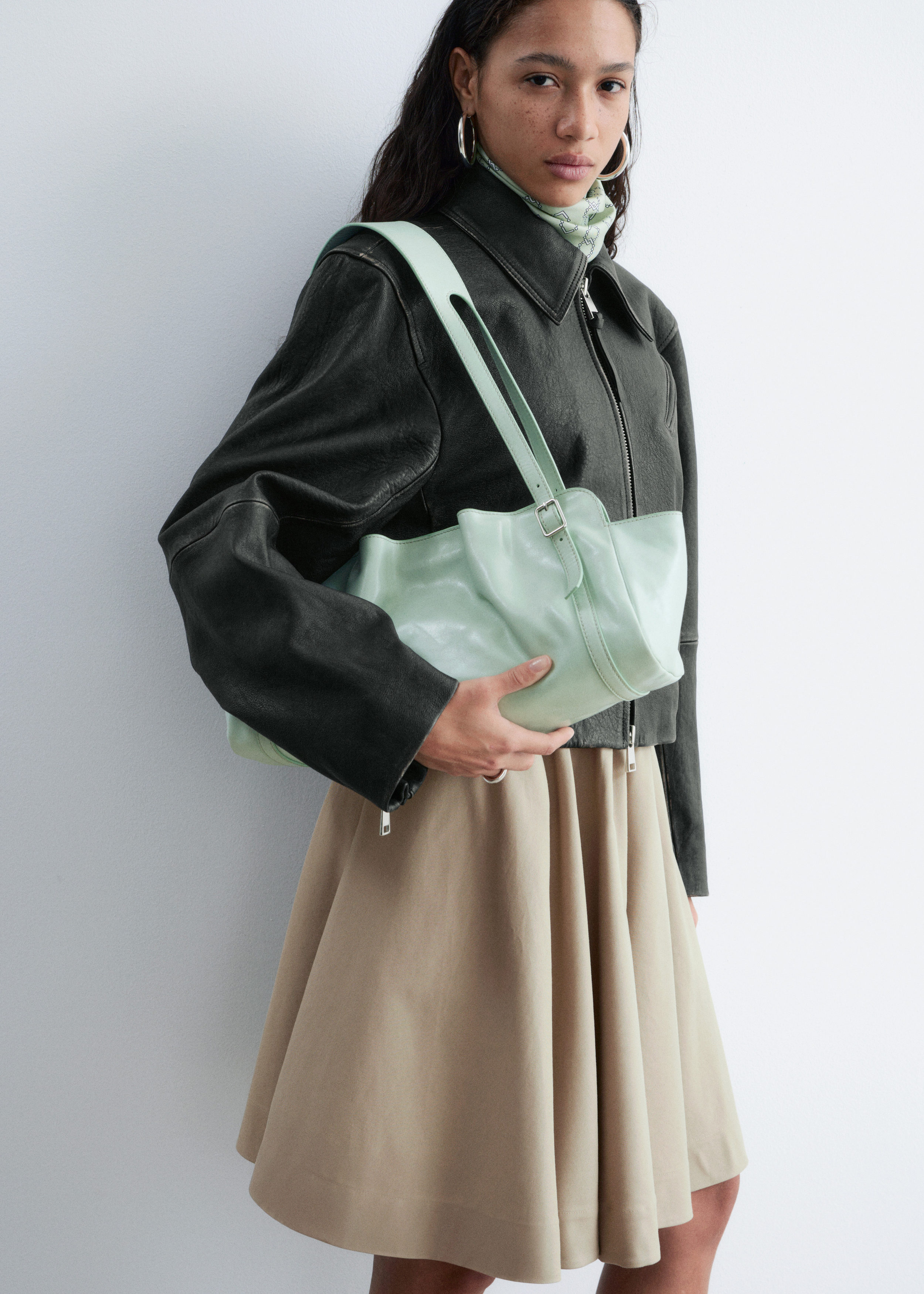 Low-profile Leather Shoulder Bag - Mint - & Other Stories US