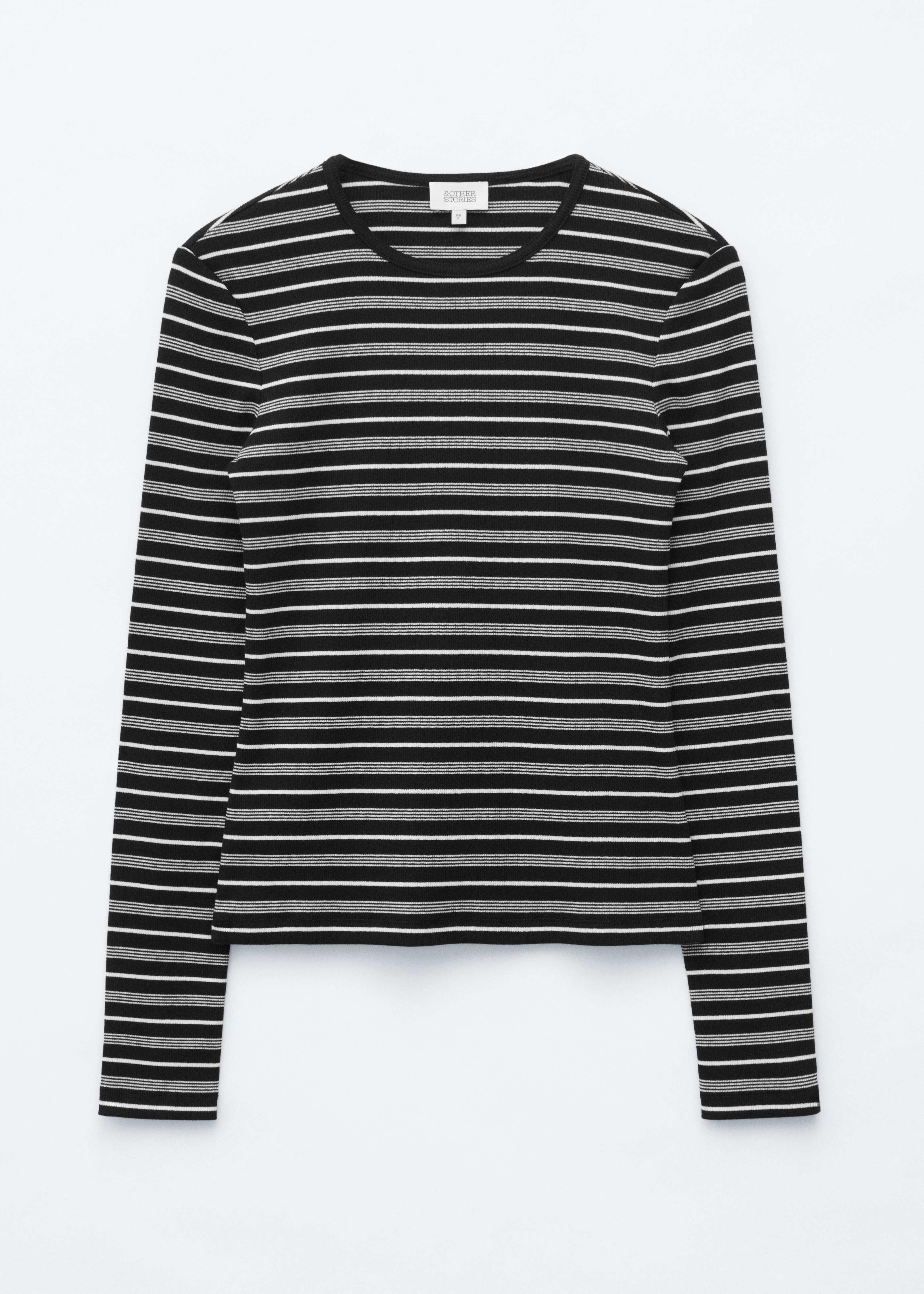 Ribbet langærmet top - Black/Striped/Lysegrå/Hvid/Pastelgul/Sort