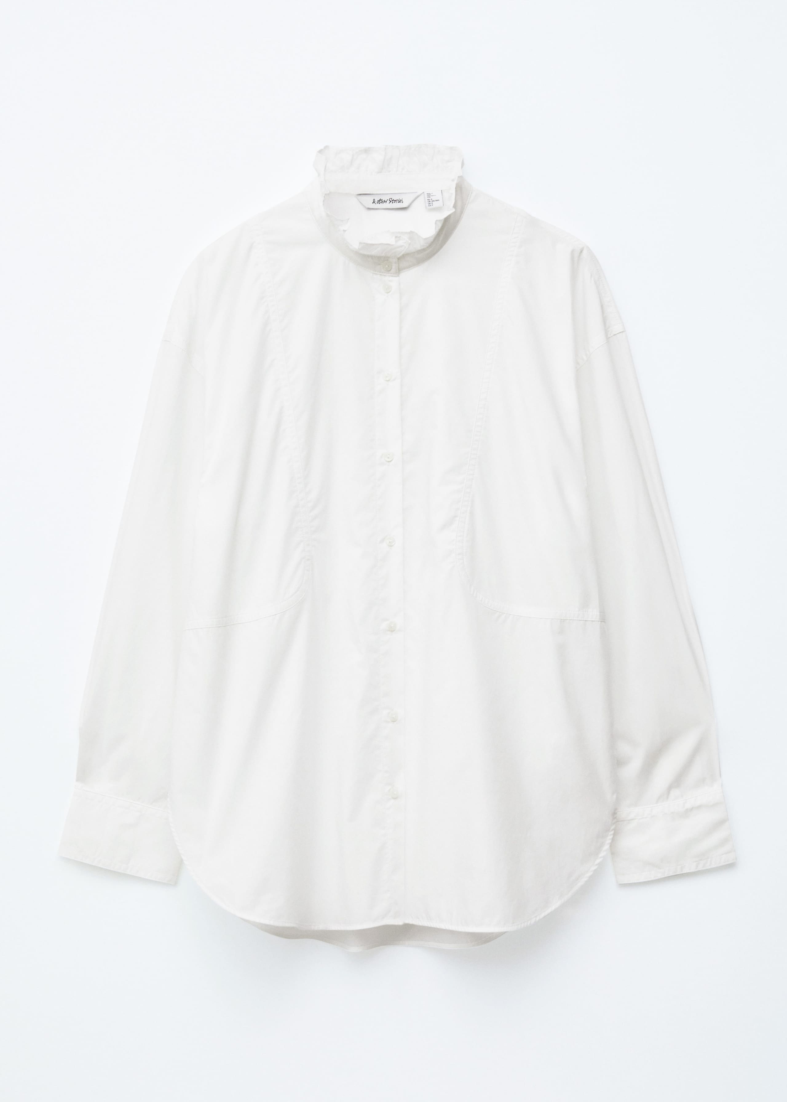 Image of Long Stand-Collar Cotton Shirt