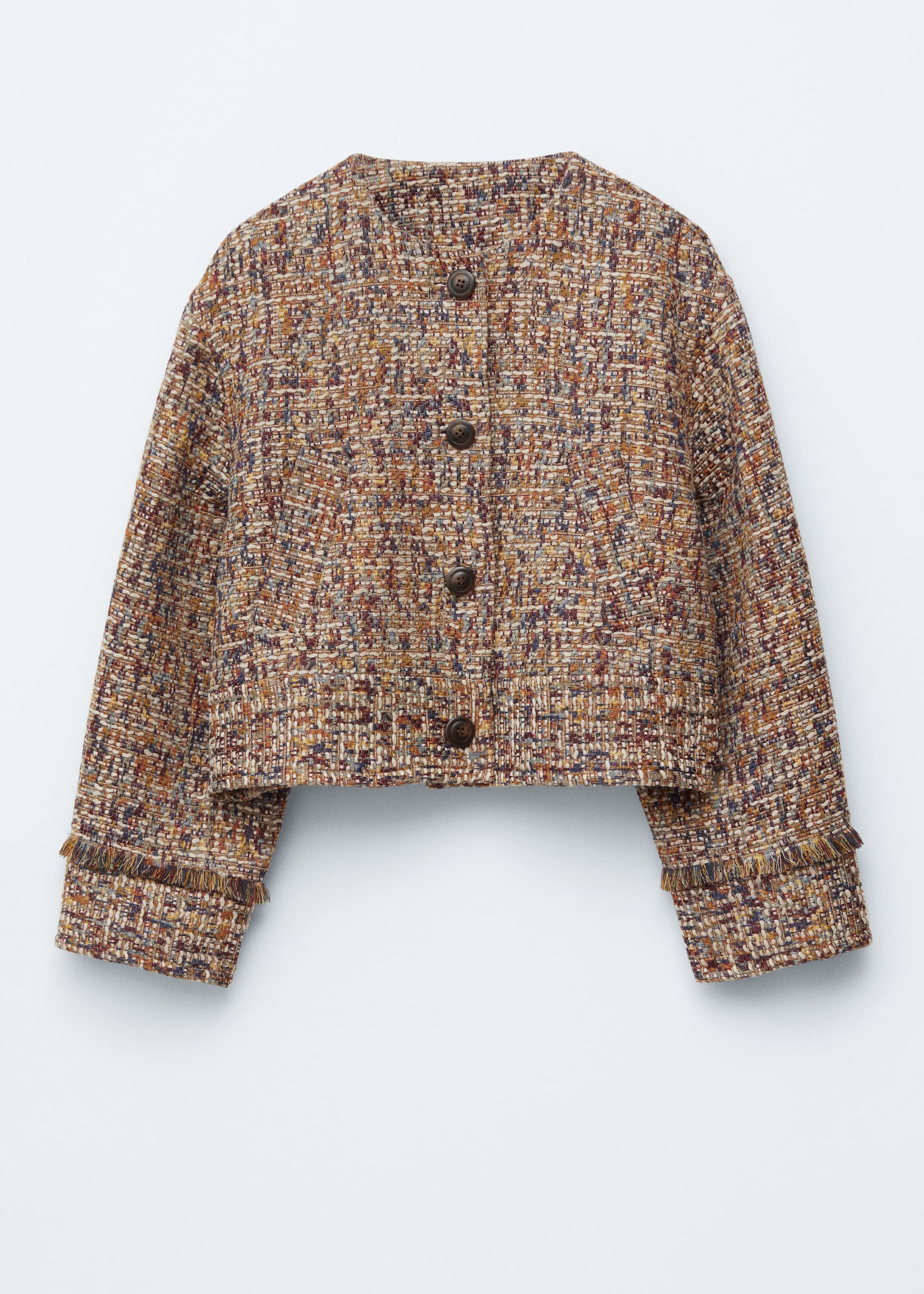 Grotere afbeelding bekijken: Cropped bouclé jasje - Gemêleerd patroon - DAMES | H&M BE 6