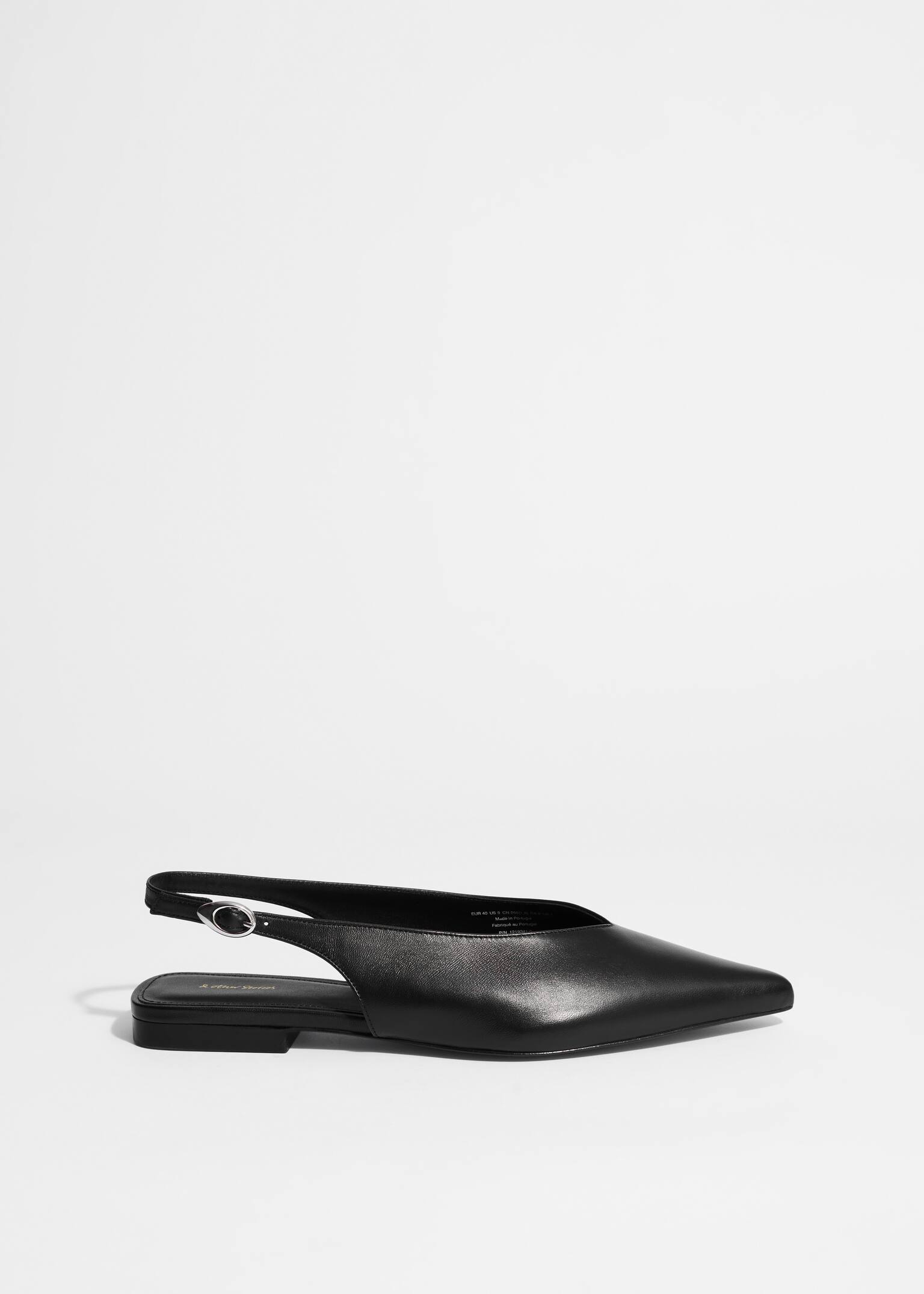Spitz zulaufende Pumps mit Fersenriemen - Schwarz