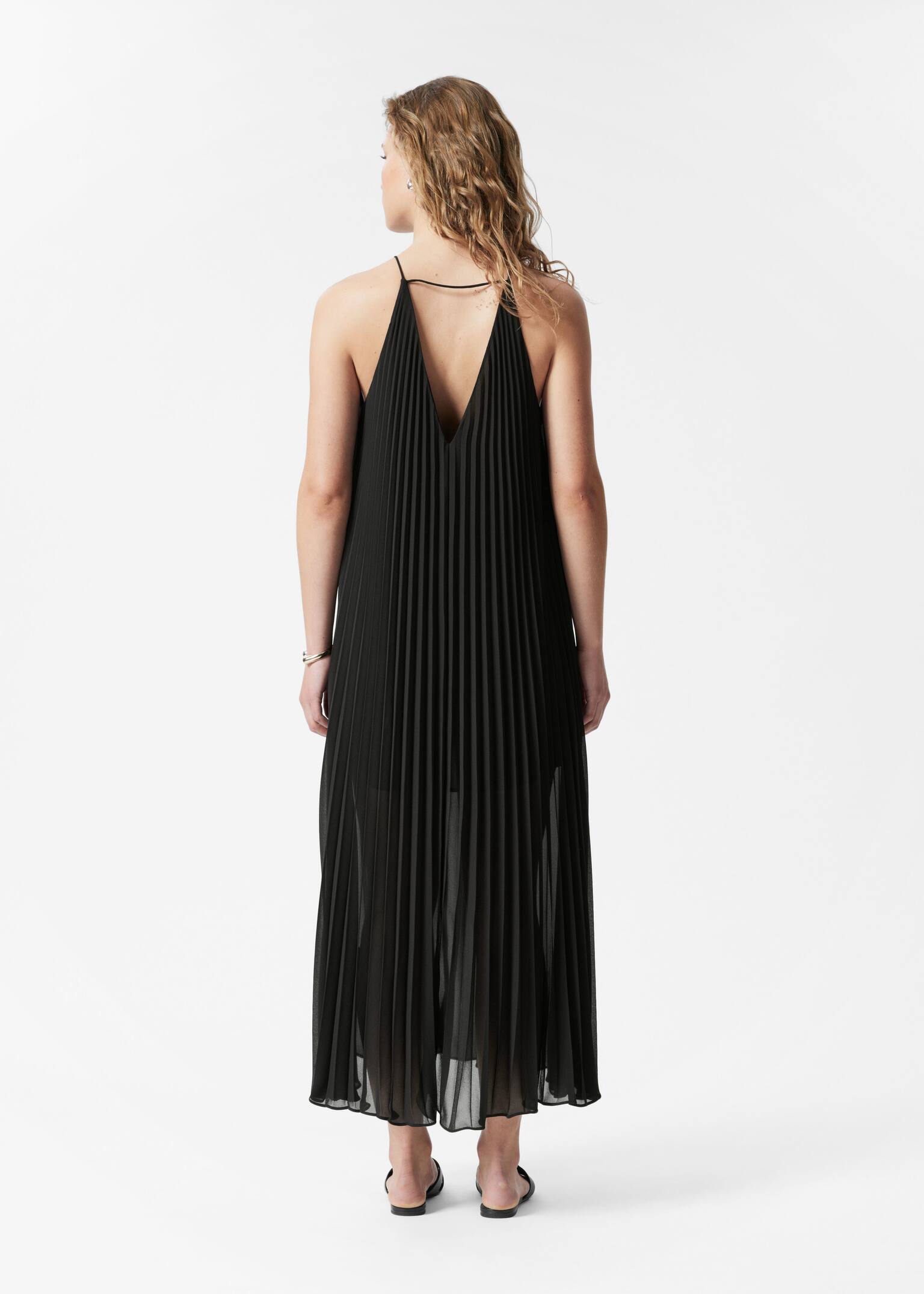 Geplooide maxi-jurk - Black/Pink - 5