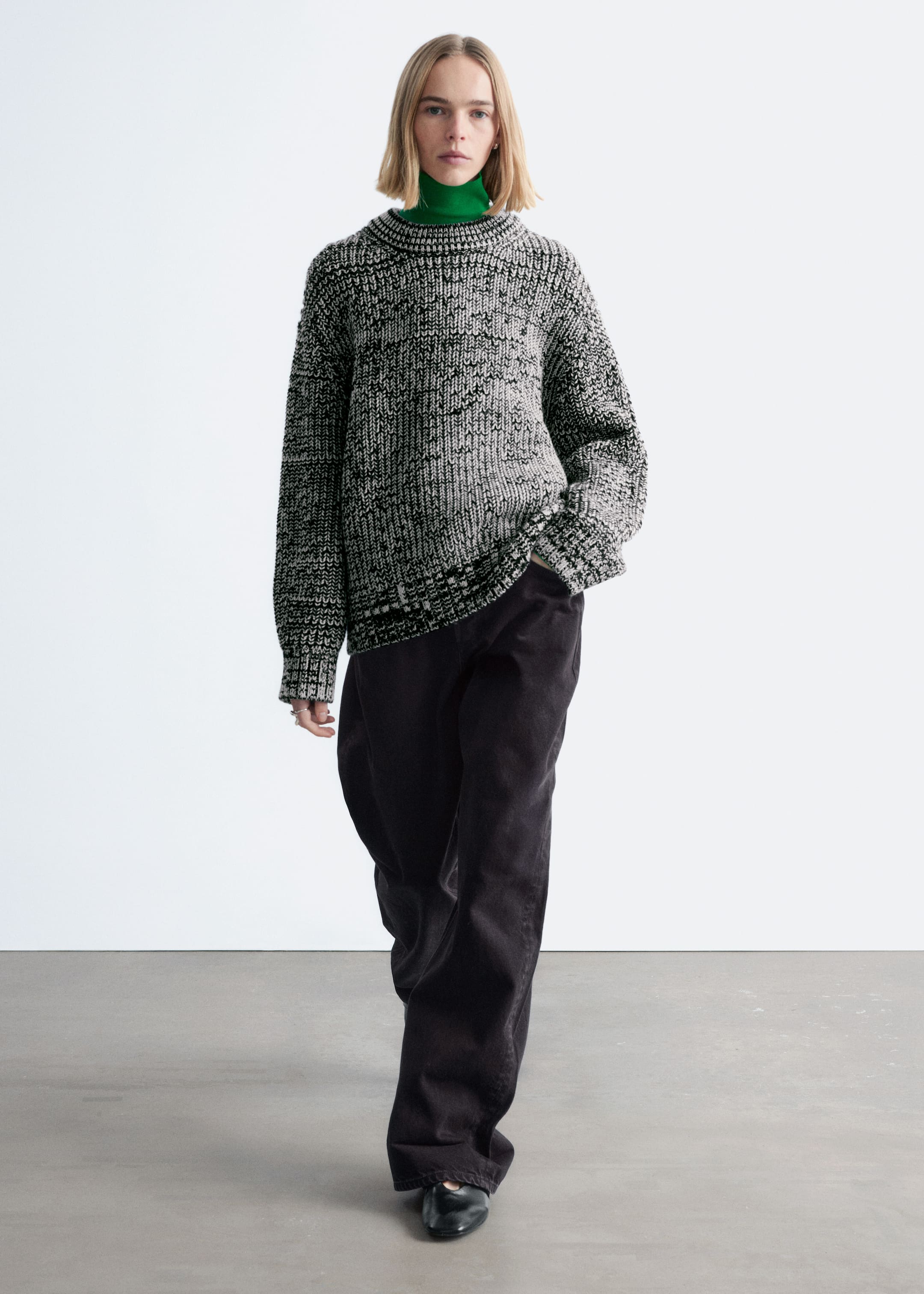 Oversized uldtrøje - Sort/hvid - DAME | H&M DK