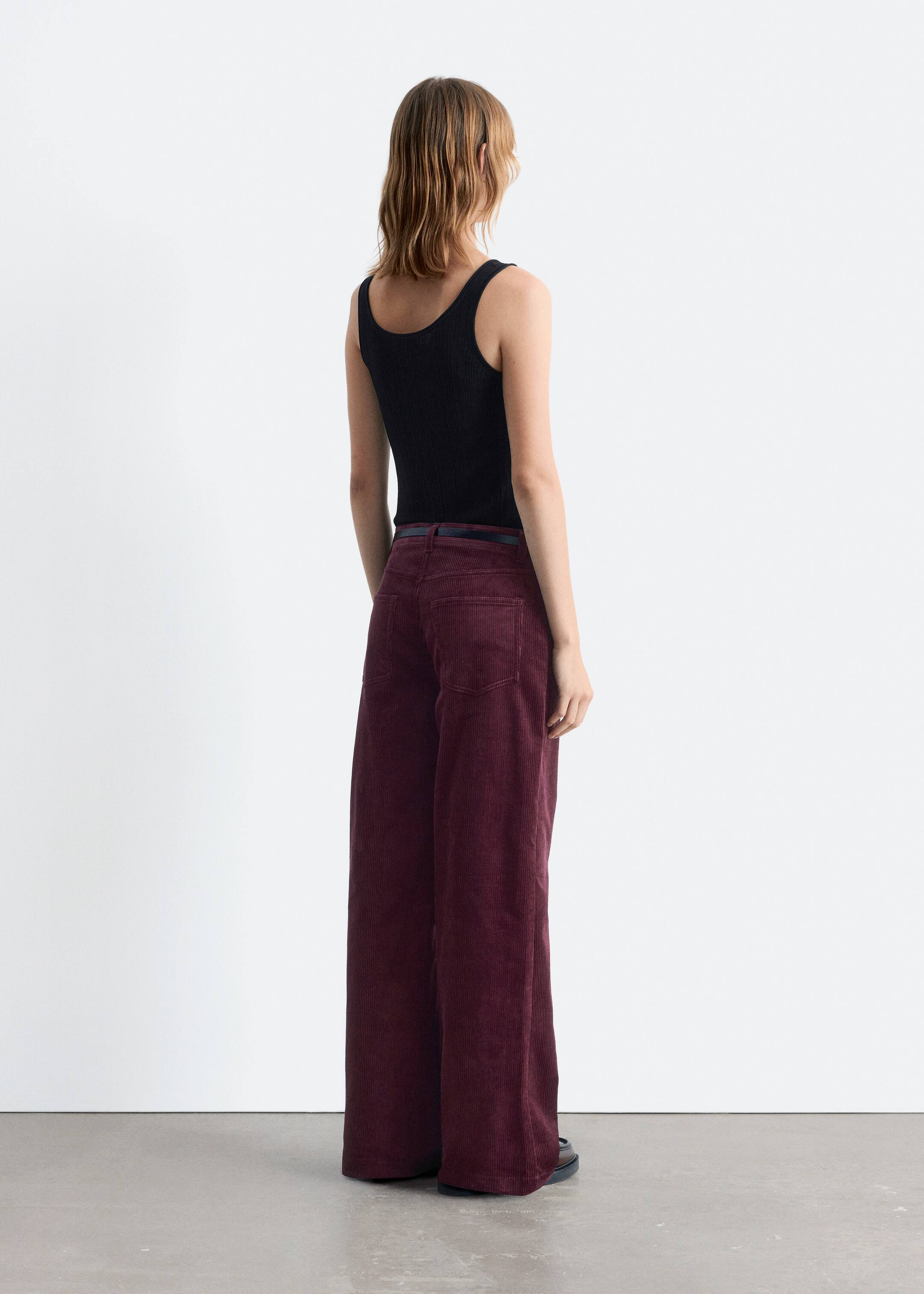 Grotere afbeelding bekijken: Corduroy broek met wijde pijpen - Donkerrood - DAMES | H&M BE 4