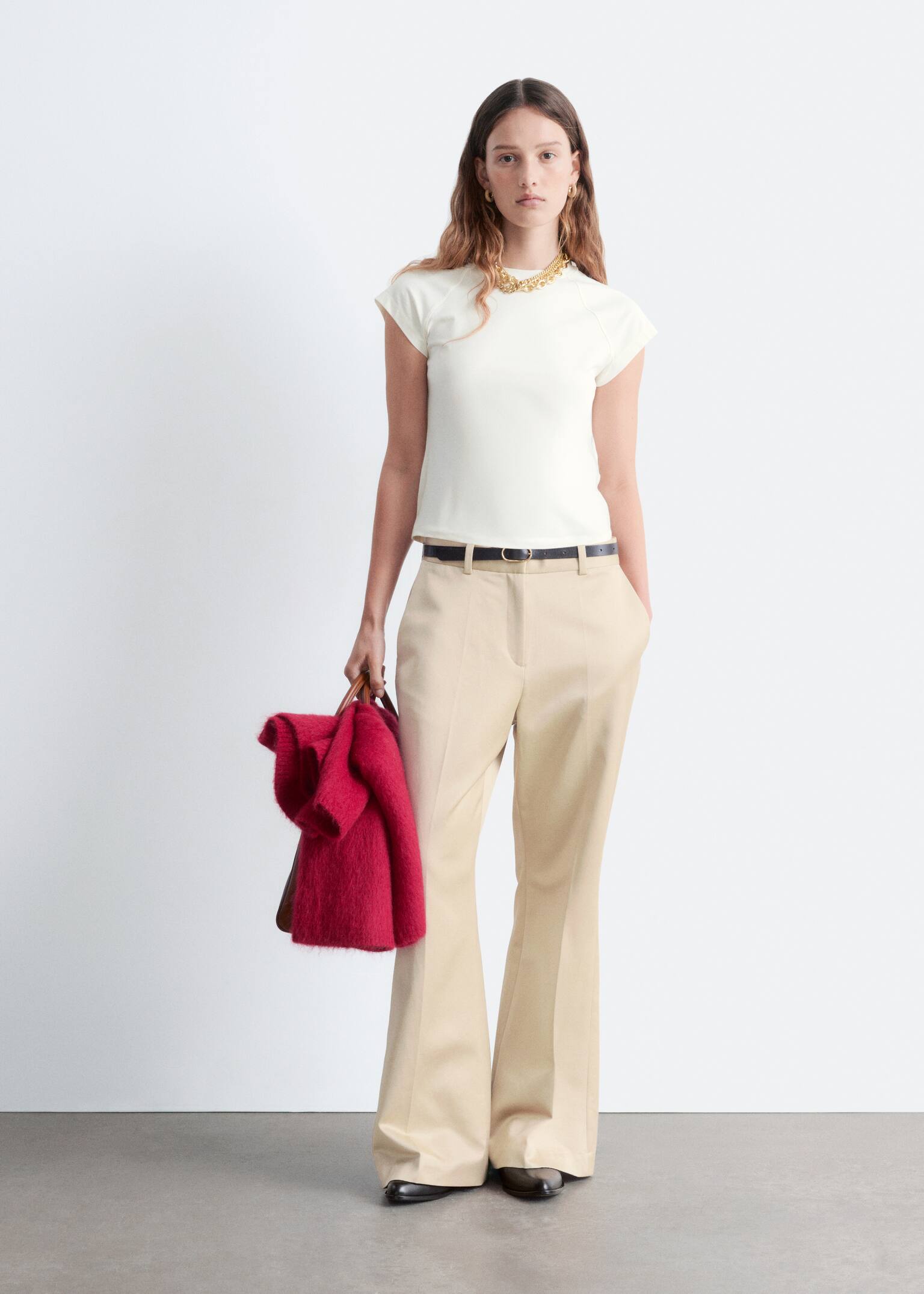 Figursyet T-shirt med raglanærmer - Hvid/Lysegrå melange - 4