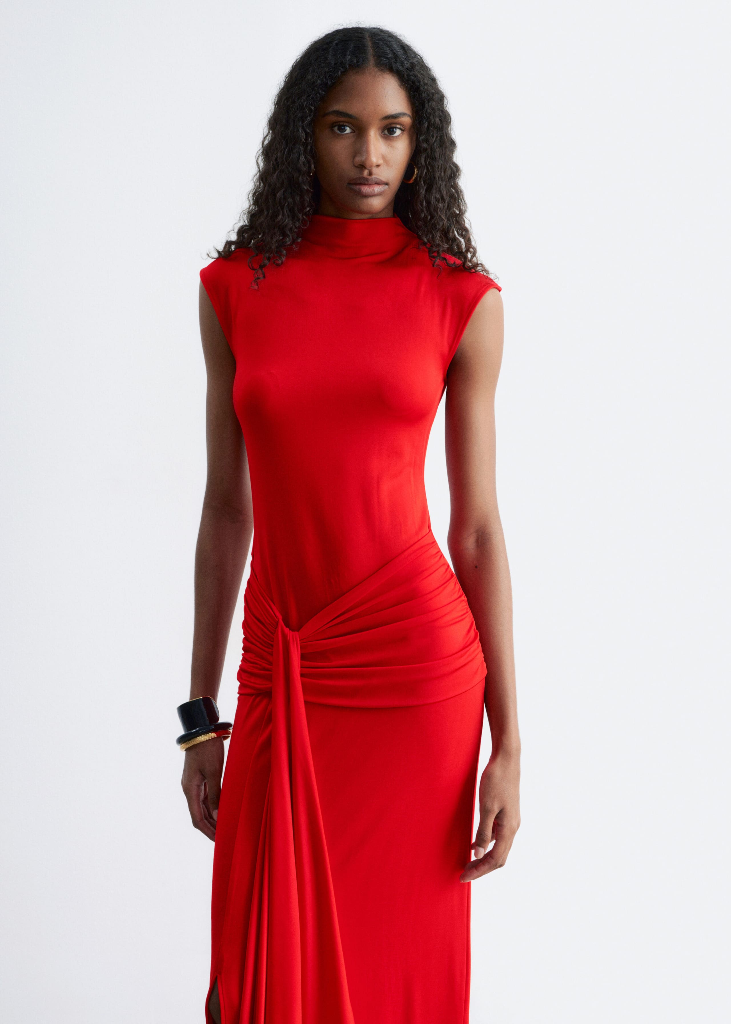 Image of Wrap-Front Midi Dress