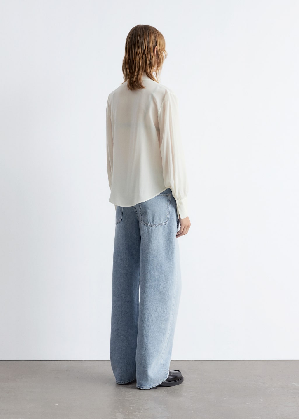 Image of Tie-Neck Silk Blouse