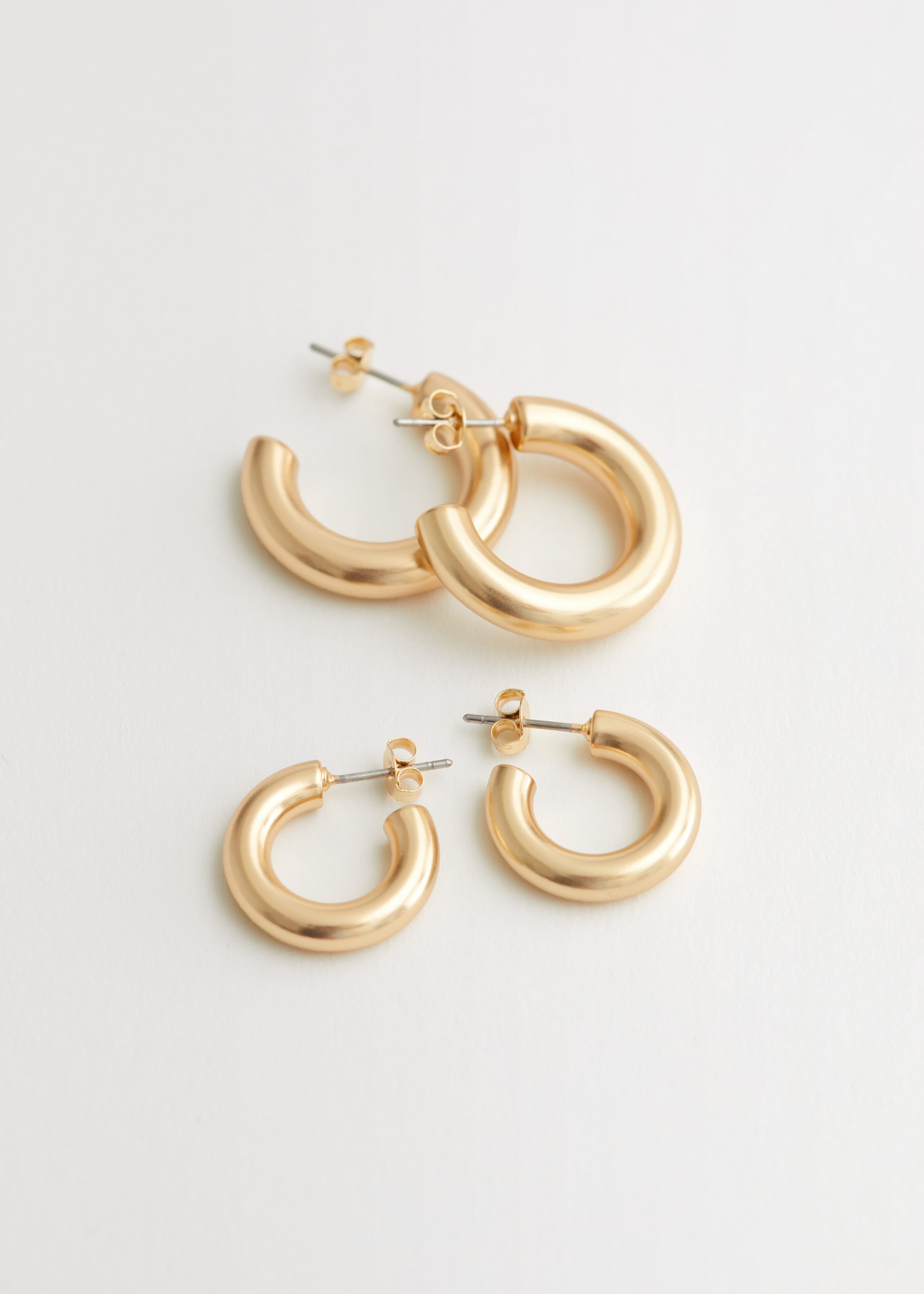 Chunky Open Hoop Earring Set - Gold - Still Life