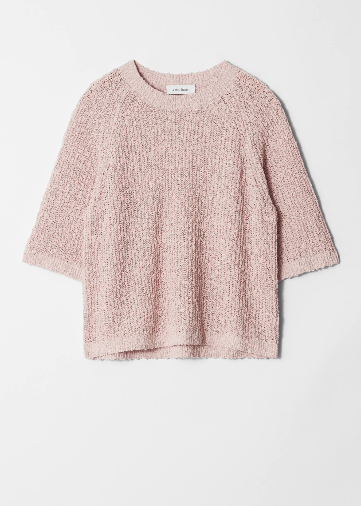 Tricou din amestec de mătase tricotată - Roz prăfuit/Crem/Albastru Pudrat