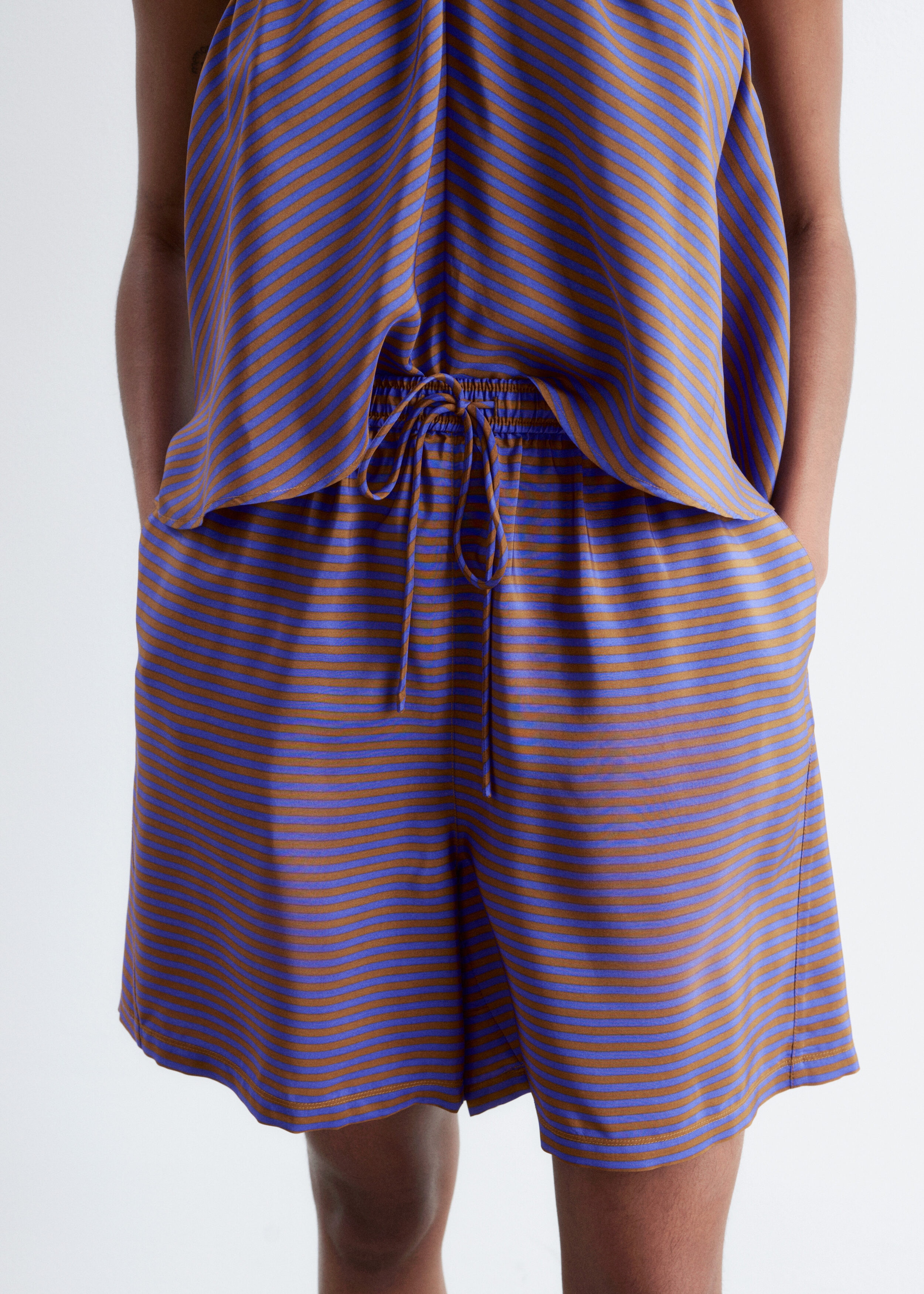 Silk Drawstring Shorts - Purple/Striped - & Other Stories US