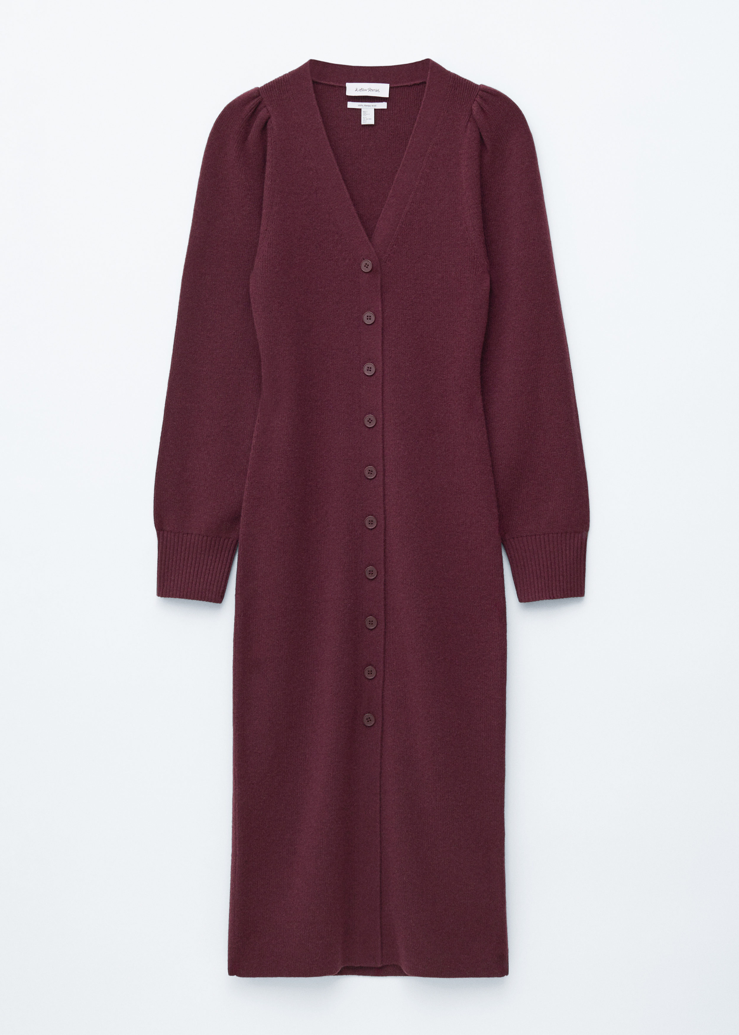 Puff-Sleeve Wool Maxi Dress