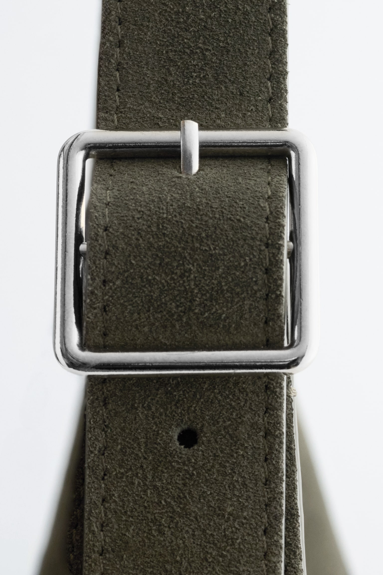 Schultertasche aus Veloursleder - Khakifarbenes Wildleder/Dunkelbraun - 5