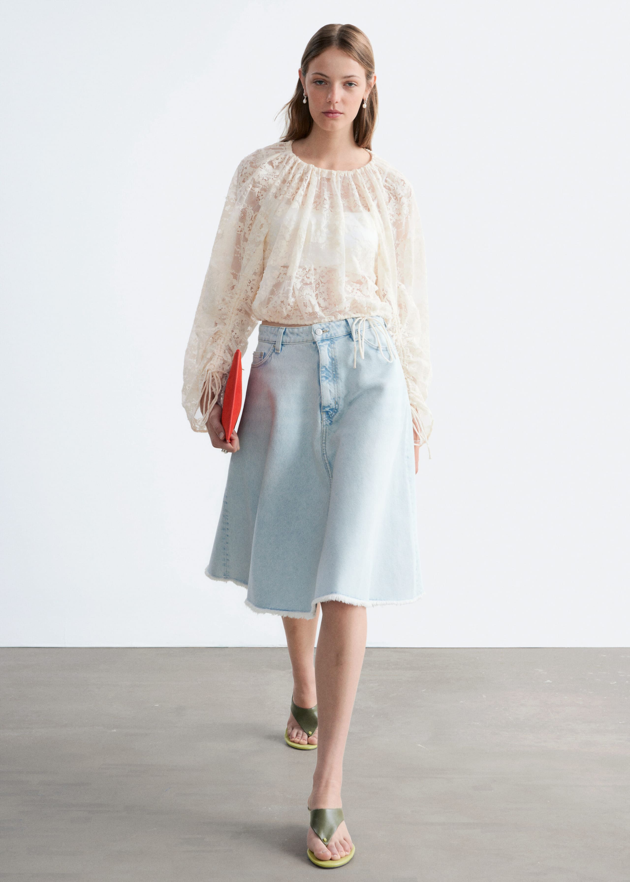 Image of Gathered Lace Blouse