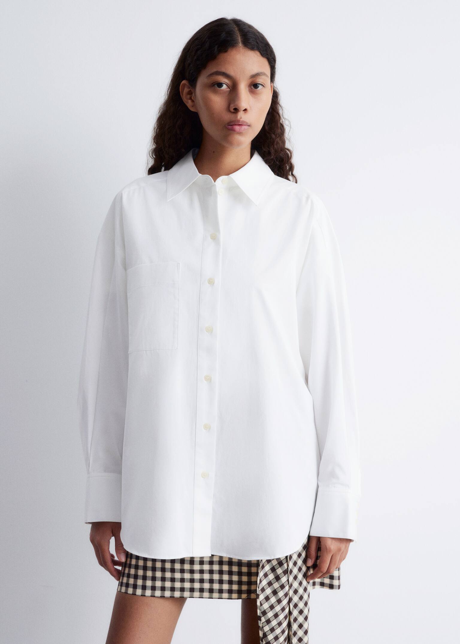 Oversized skjorte - Hvid/Hvide/brune striber - 4