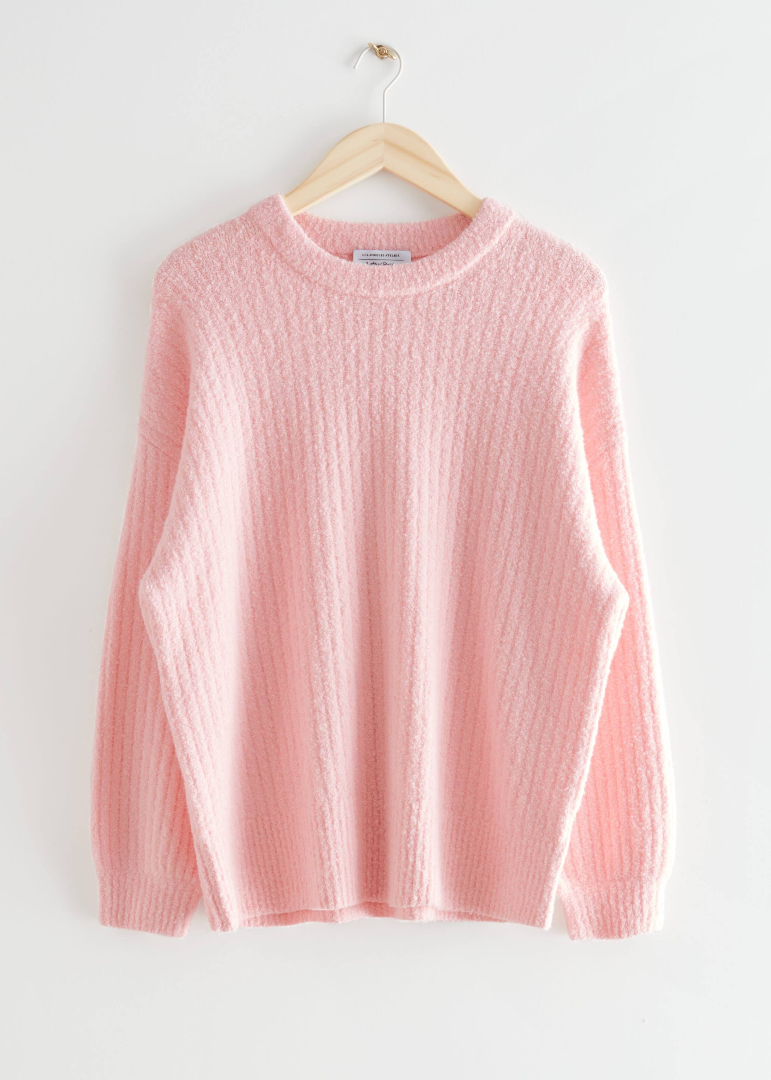 Boxy Rib Knit Sweater - Light Pink - Bodegón