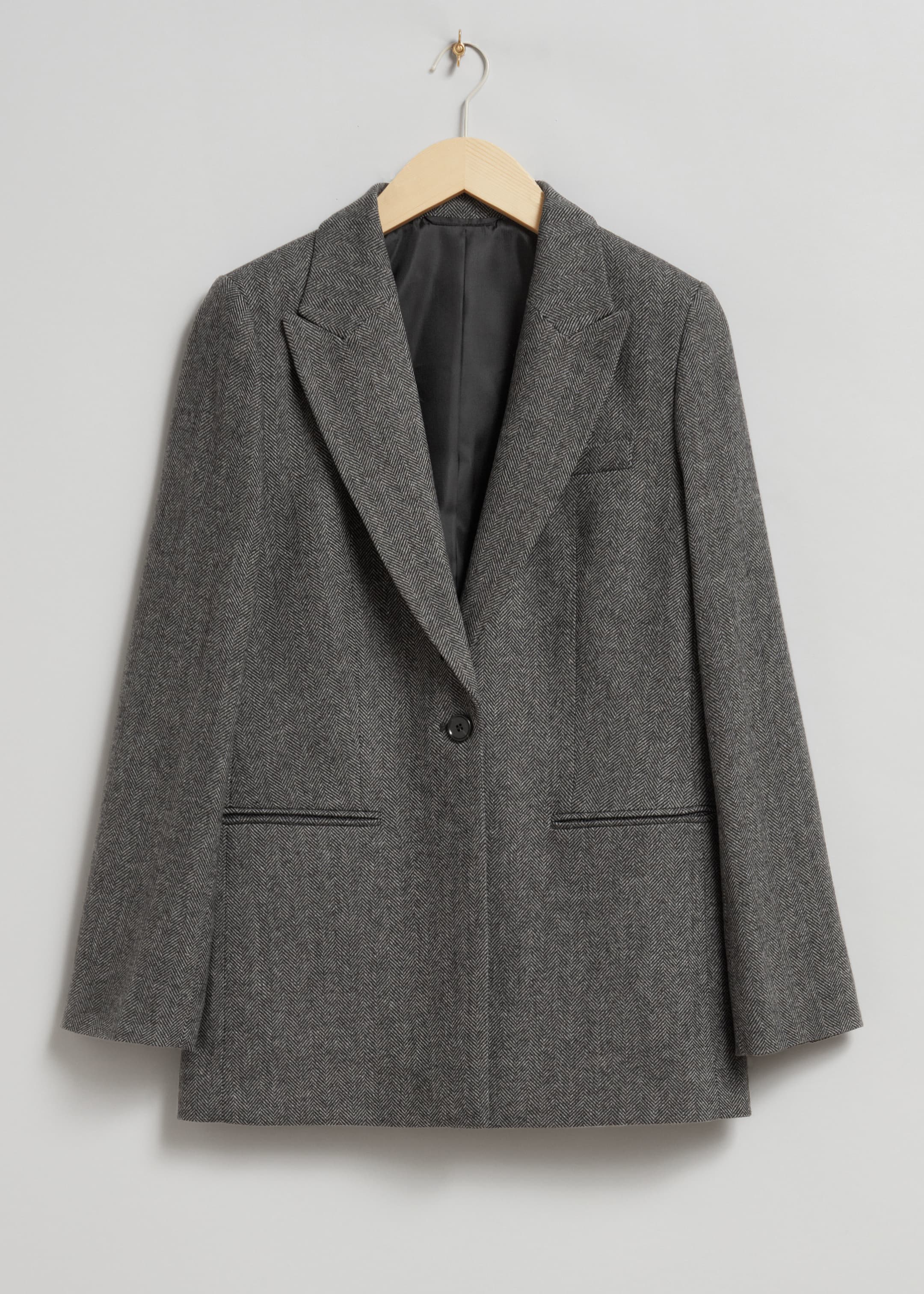 Se større billede: Oversized blazer - Gråt sildebensmønster - DAME | H&M DK 1