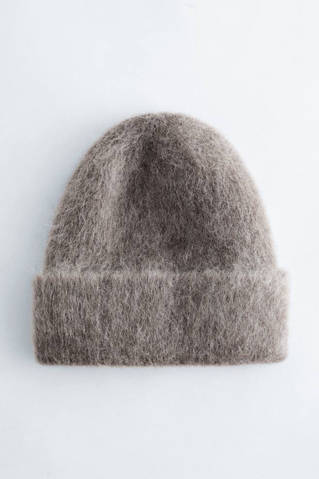 Gorro de efecto cepillado en mezcla de mohair - Gris oscuro jaspeado - 1