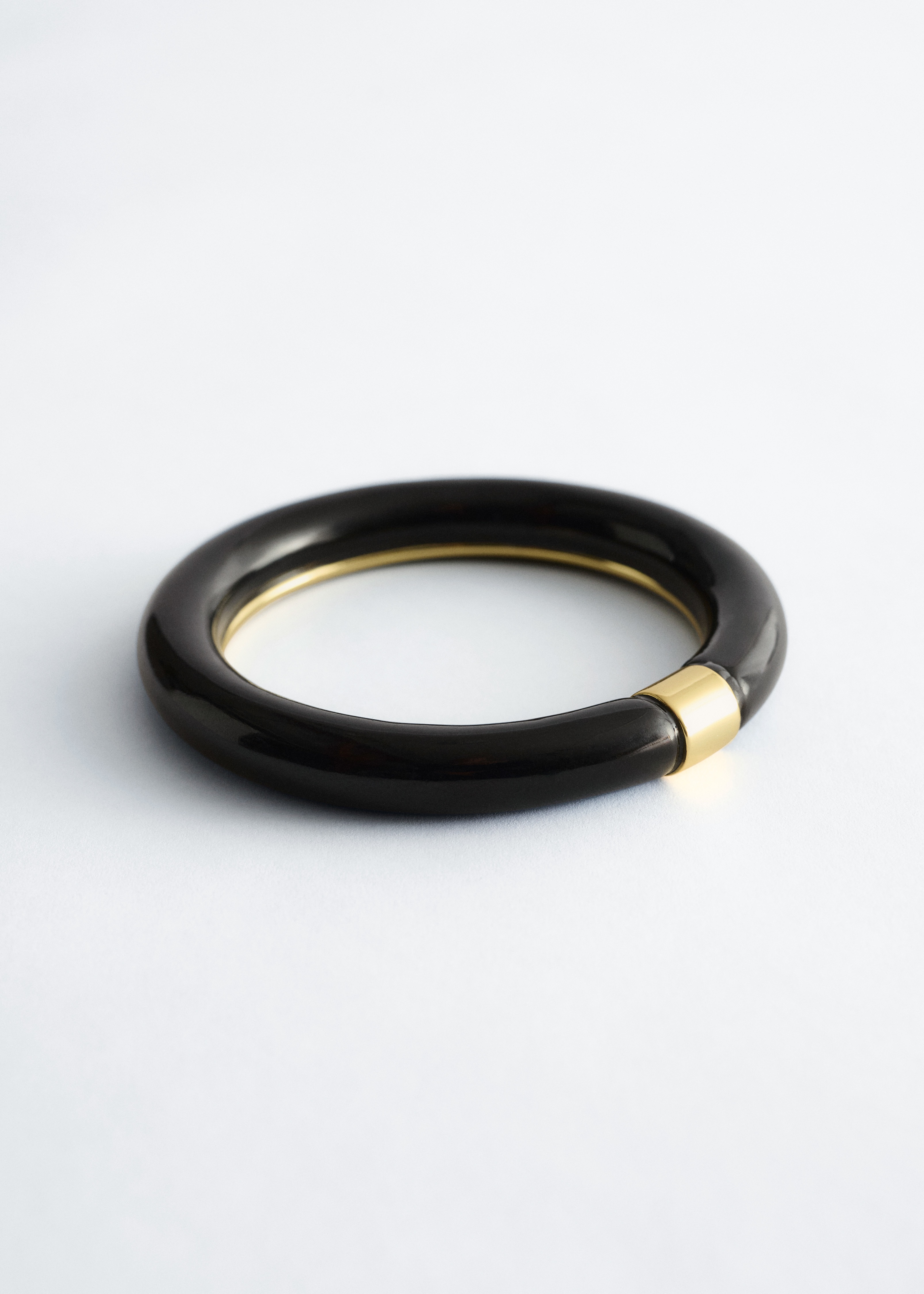 Armband van contrasterende metalen en hars - Zwart/goud/Blauw/goud/Rood/goud/Gebroken wit/goud