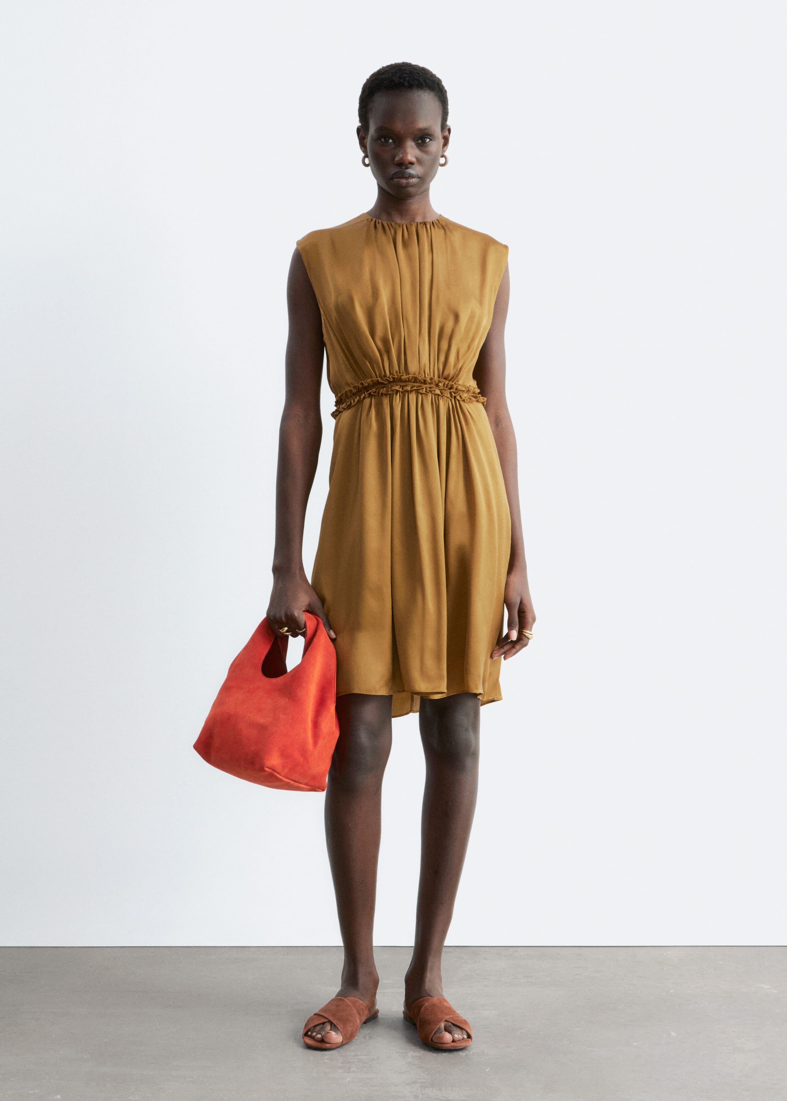 Gathered Silk Mini Dress - White - Lookbook